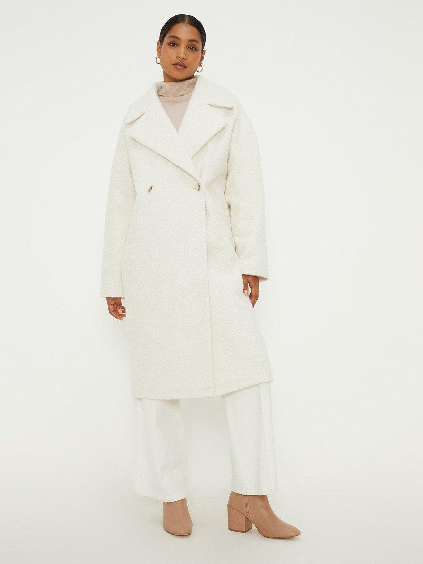 Mint velvet shop boucle coat cream