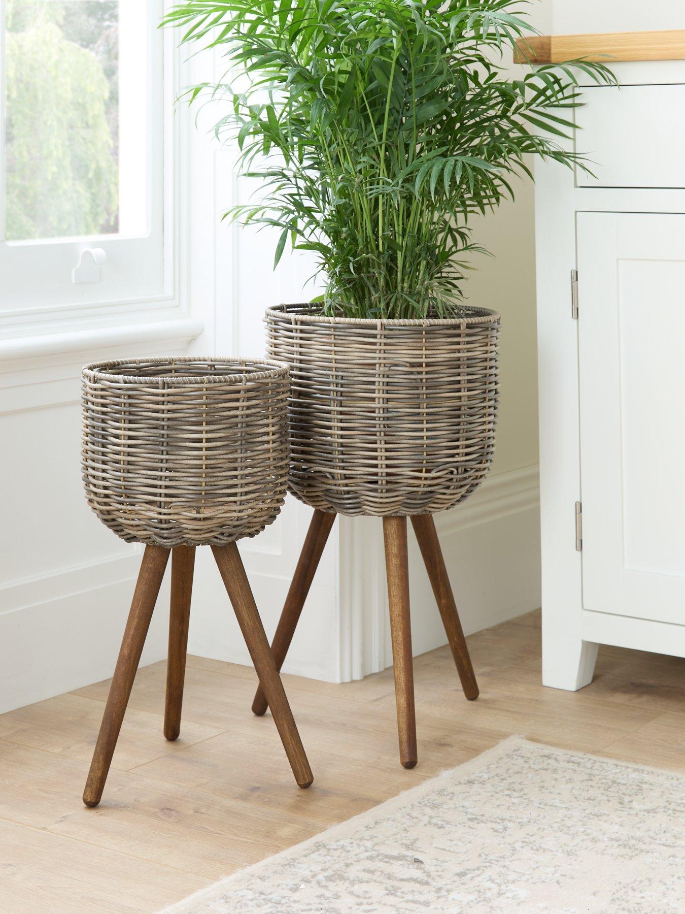 The Very Collection Set Of 2 Dark Rattan Planters