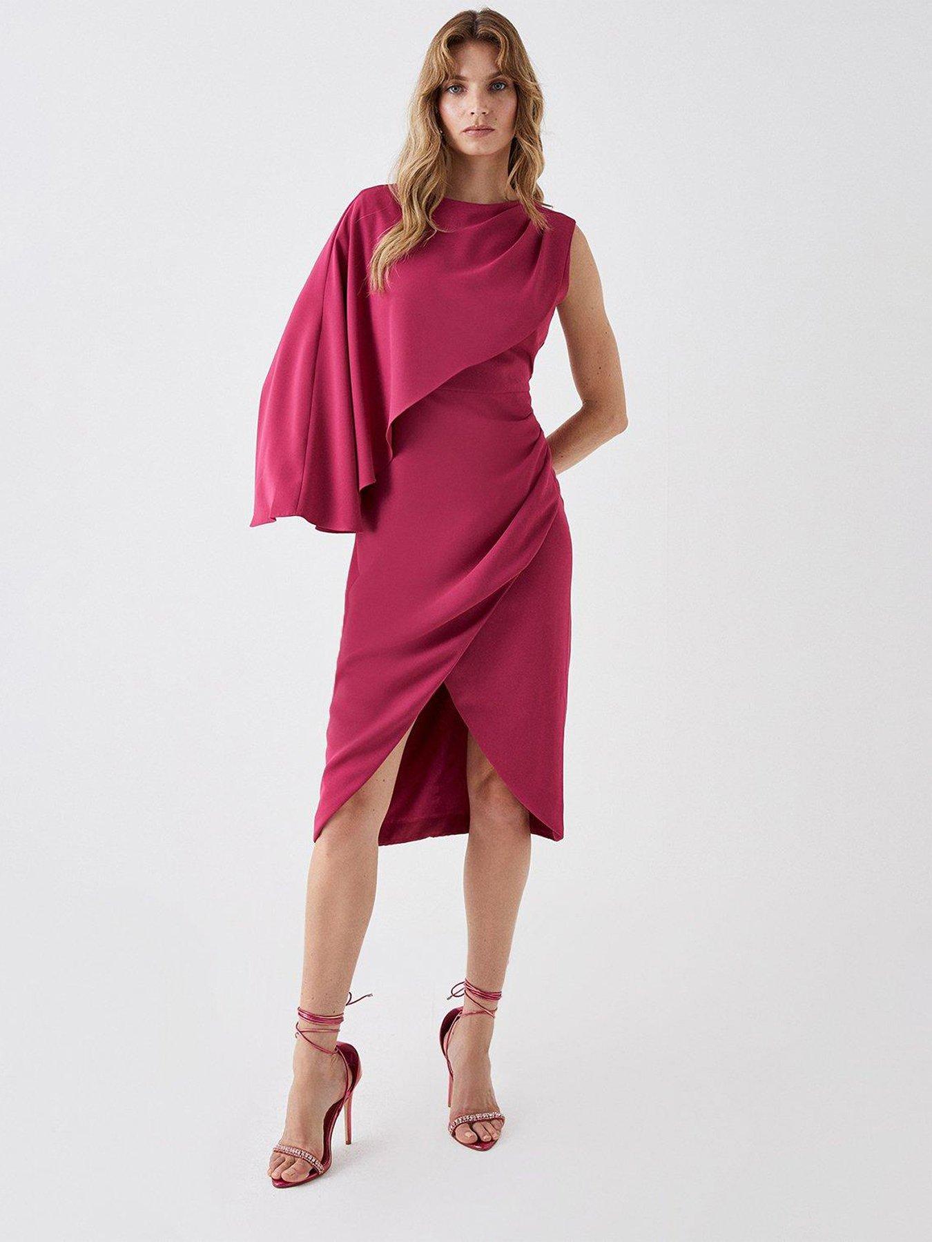 COAST Asymmetric Cape Wrap Skirt Dress Raspberry Very Ireland