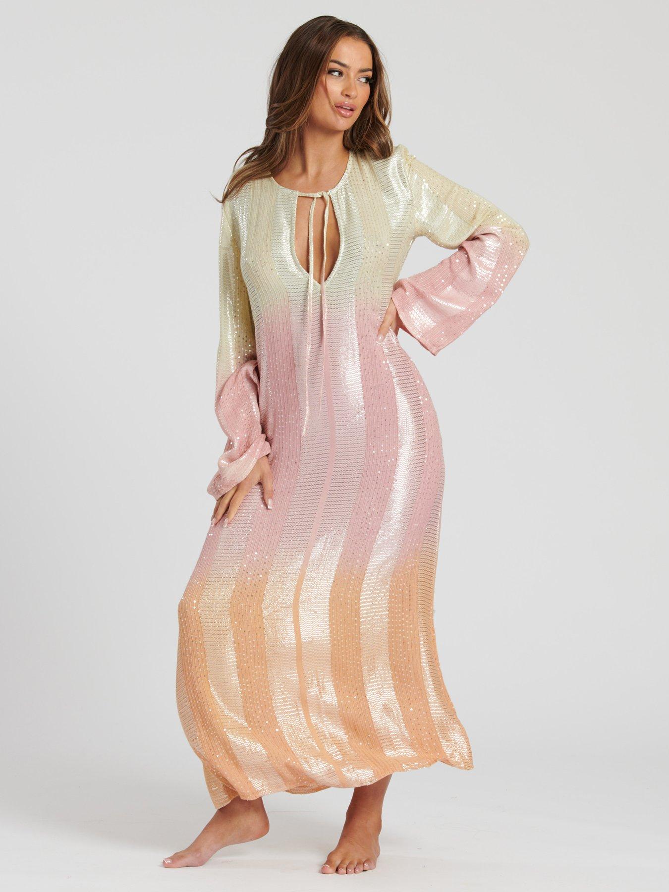 South Beach Ombre Metallic Long Sleeve Maxi Dress - Multi | Very Ireland