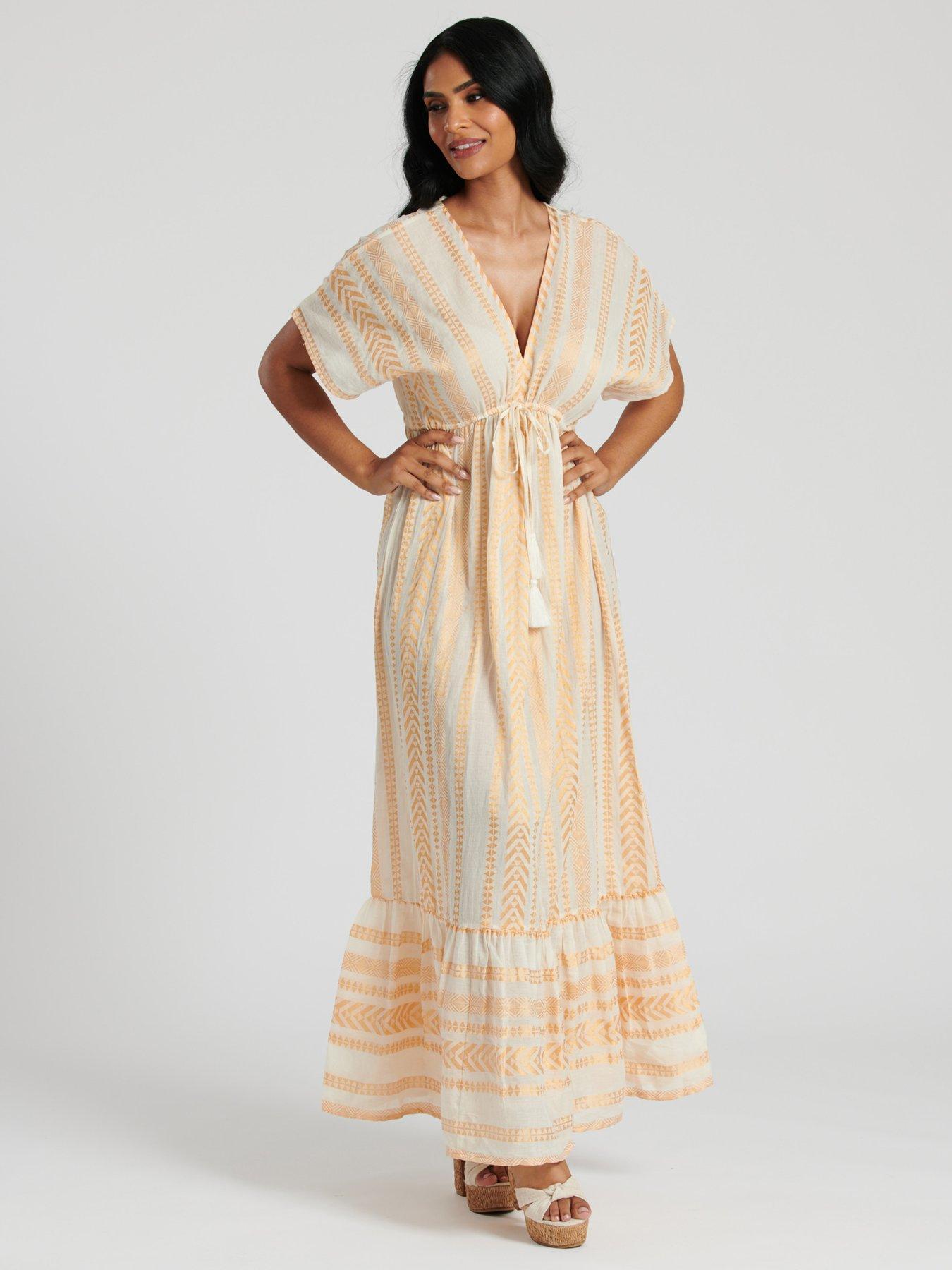 south-beach-metallic-jacquard-v-neck-maxi-dress-goldoutfit