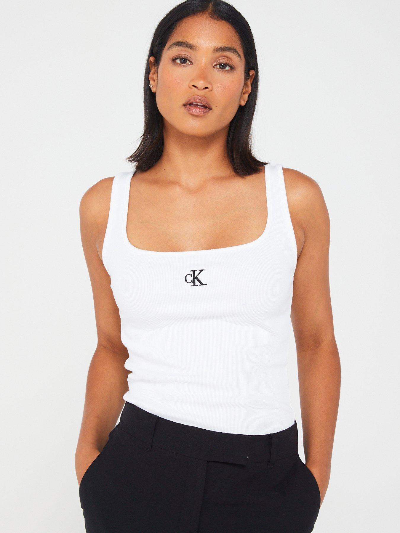 Calvin Klein Jeans Ribbed Double Layer Tank Top - Yellow