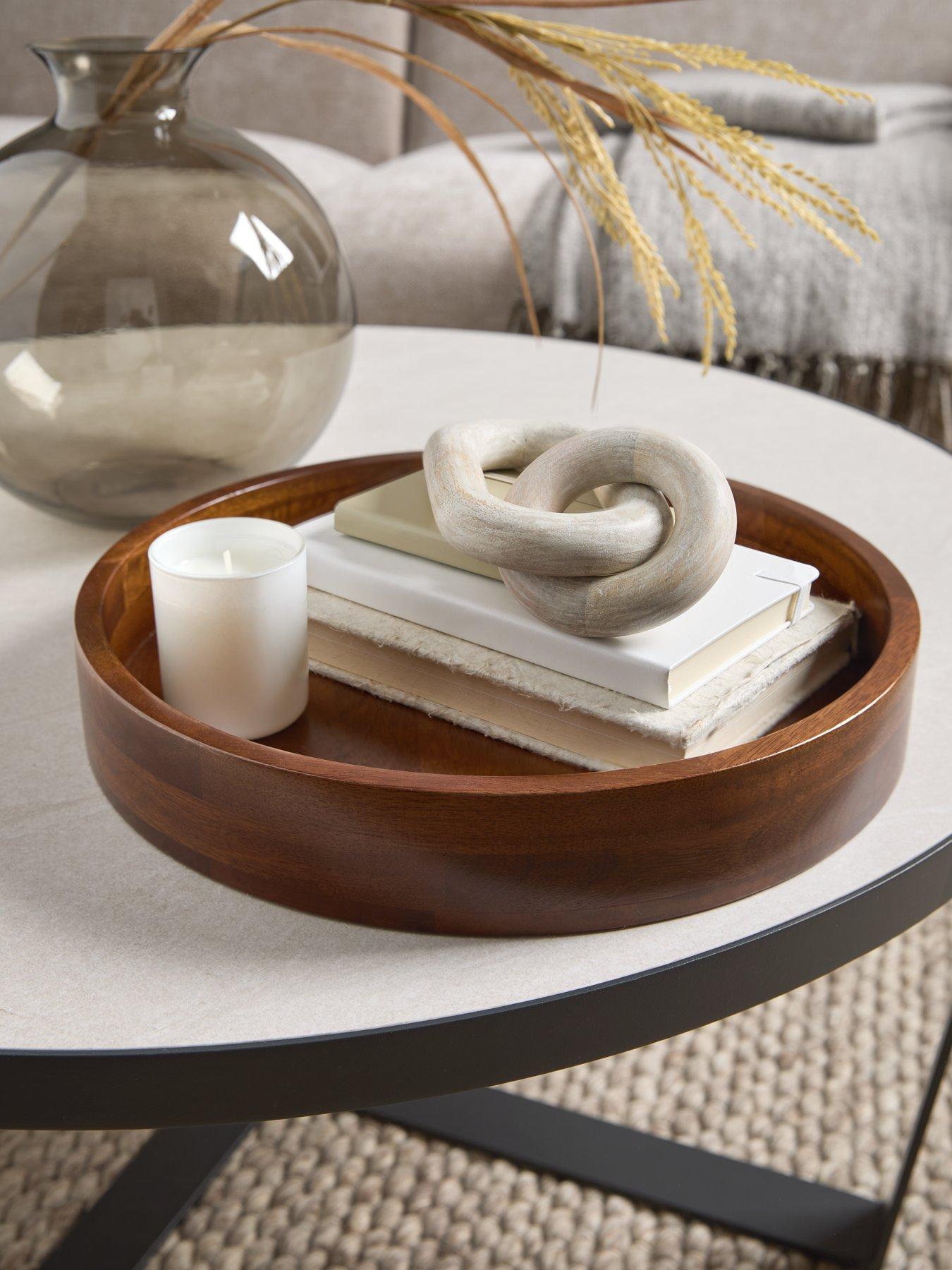 Image 1 of 5 of Michelle Keegan Home Round Walnut Tray