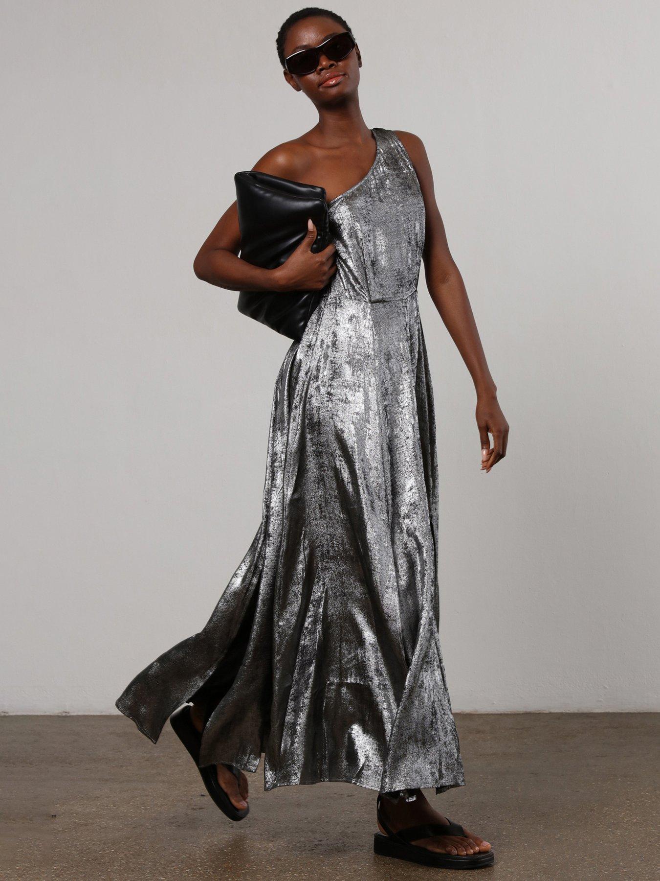 religion-one-shoulder-maxi-dress-silver