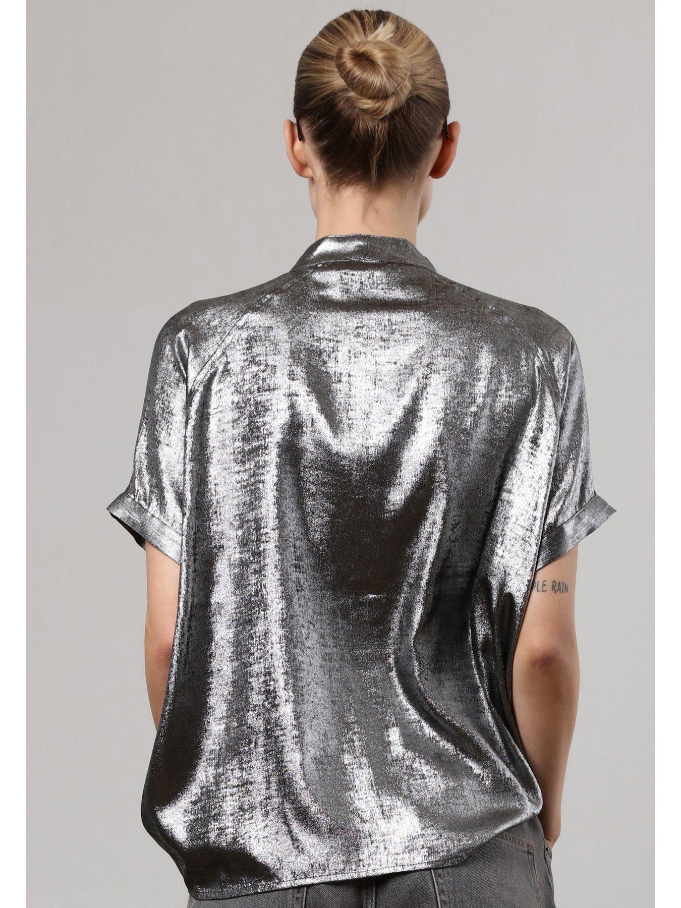 religion-silver-foil-oversized-fold-blouse-silverback