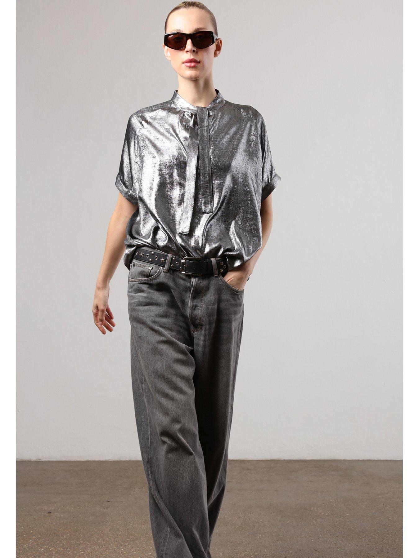 religion-silver-foil-oversized-fold-blouse-silverdetail