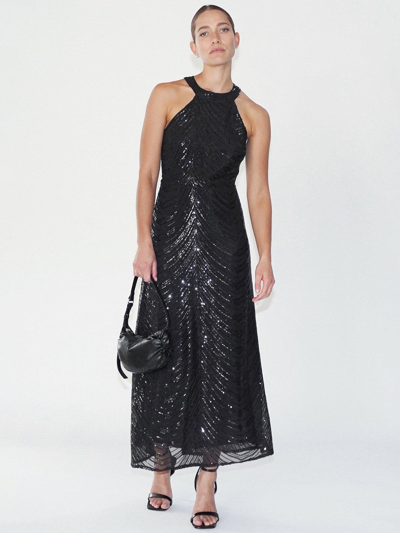 Karen Millen Sequin Bandeau Midi Dress - Iridescent