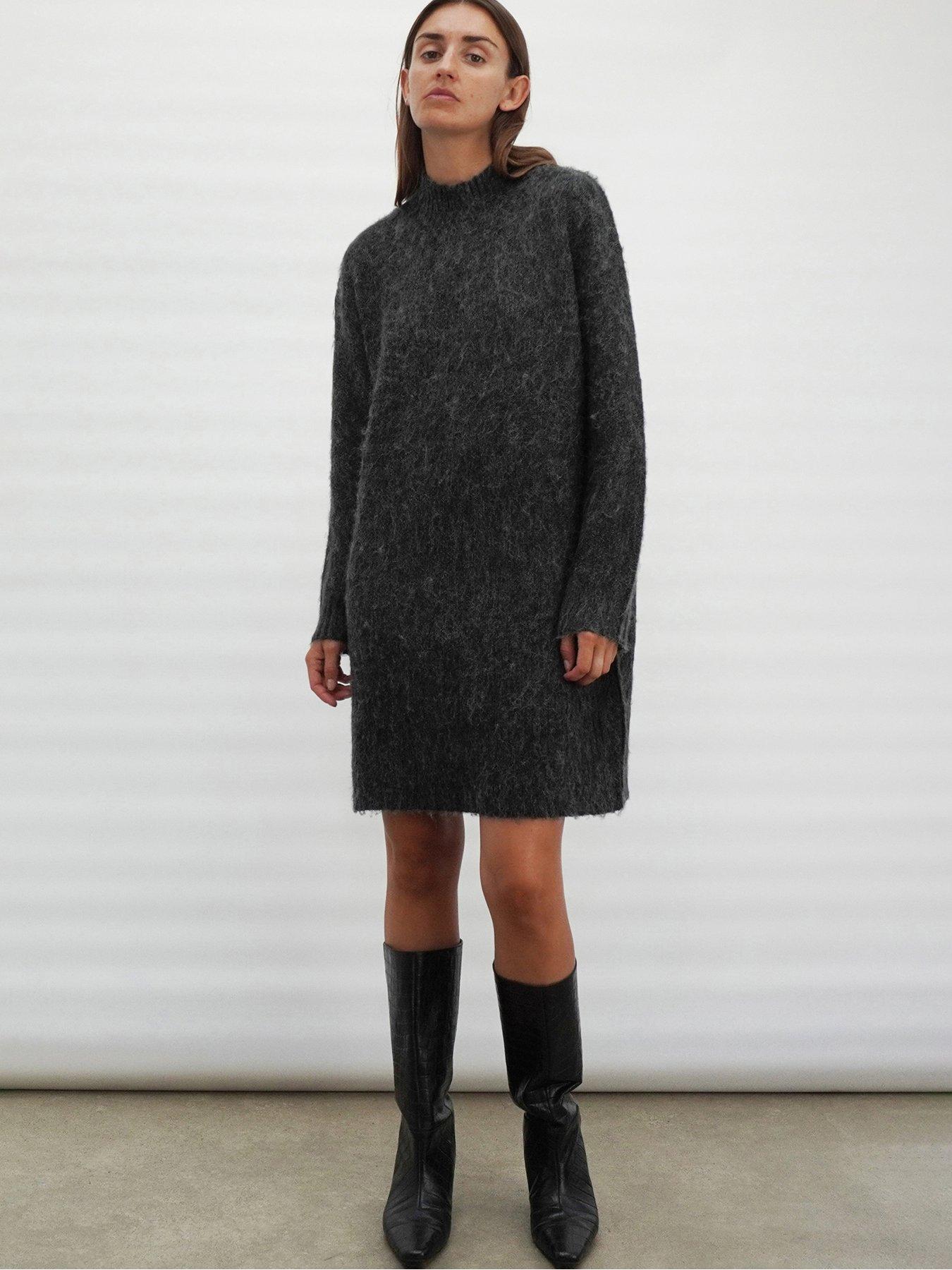 religion-oversized-lux-knitted-high-neck-tunic-dress-greydetail