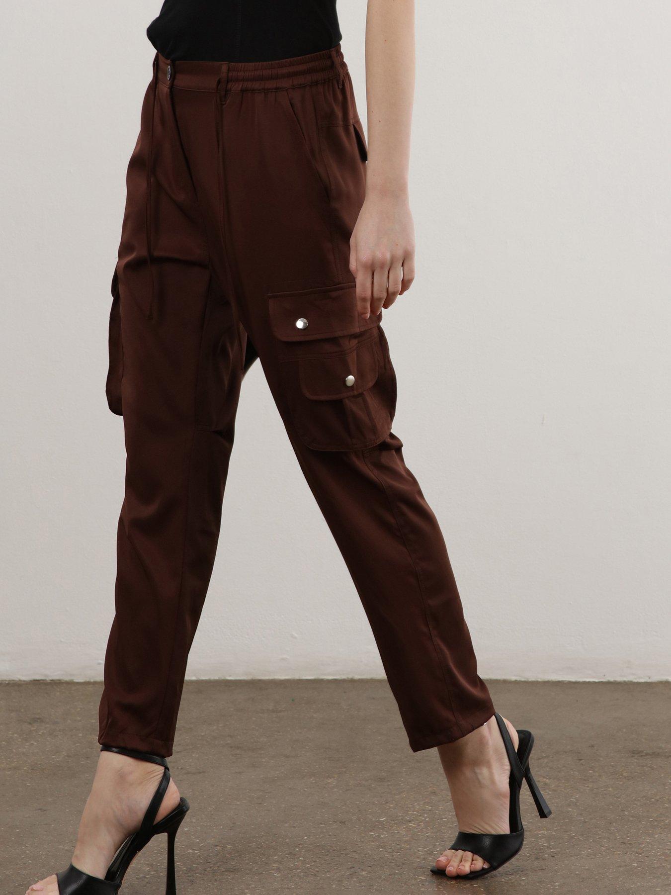 religion-slim-leg-chocolate-cargo-trouser-with-drawstring-details-brown