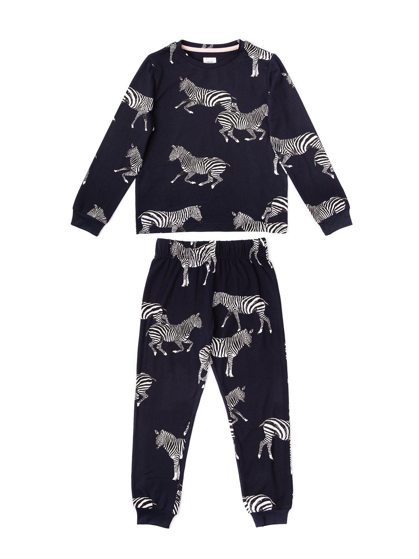 chelsea-peers-unisex-kids-zebra-classic-jersey-pyjama-set-navy