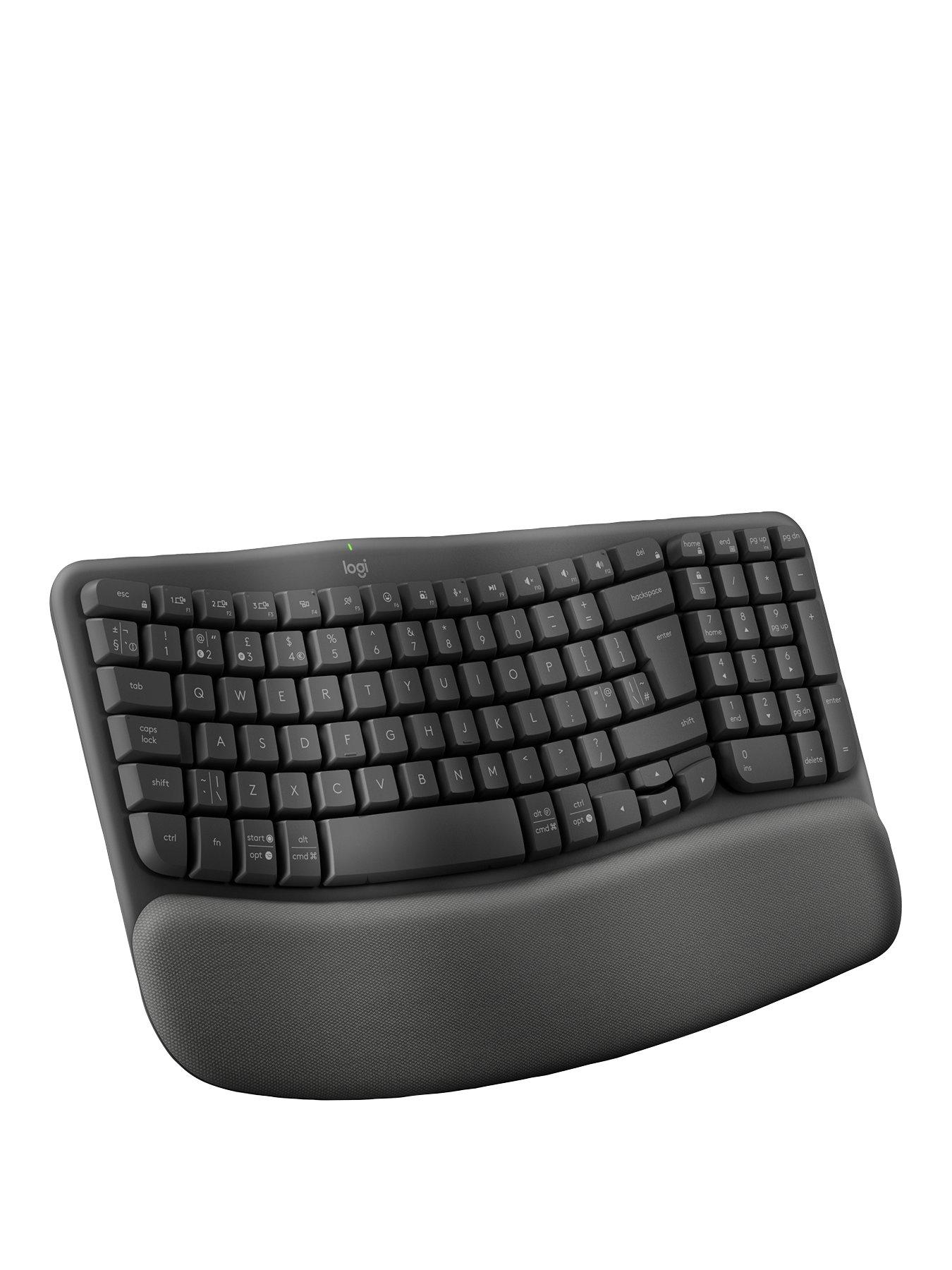 Image 1 of 1 of Logitech Wave Keys Wireless Ergonomic Keyboard with Cushioned Palm Rest - Graphite