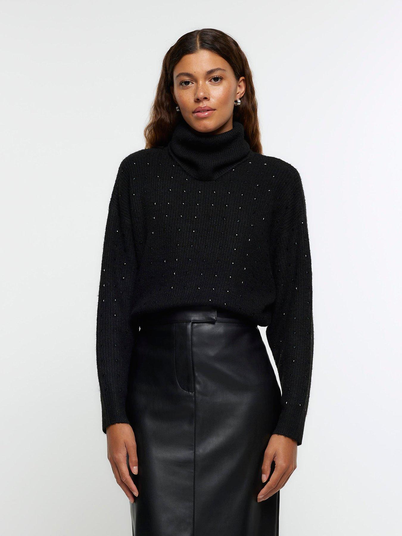 River Island Diamante Detail Jumper Black Very Ireland