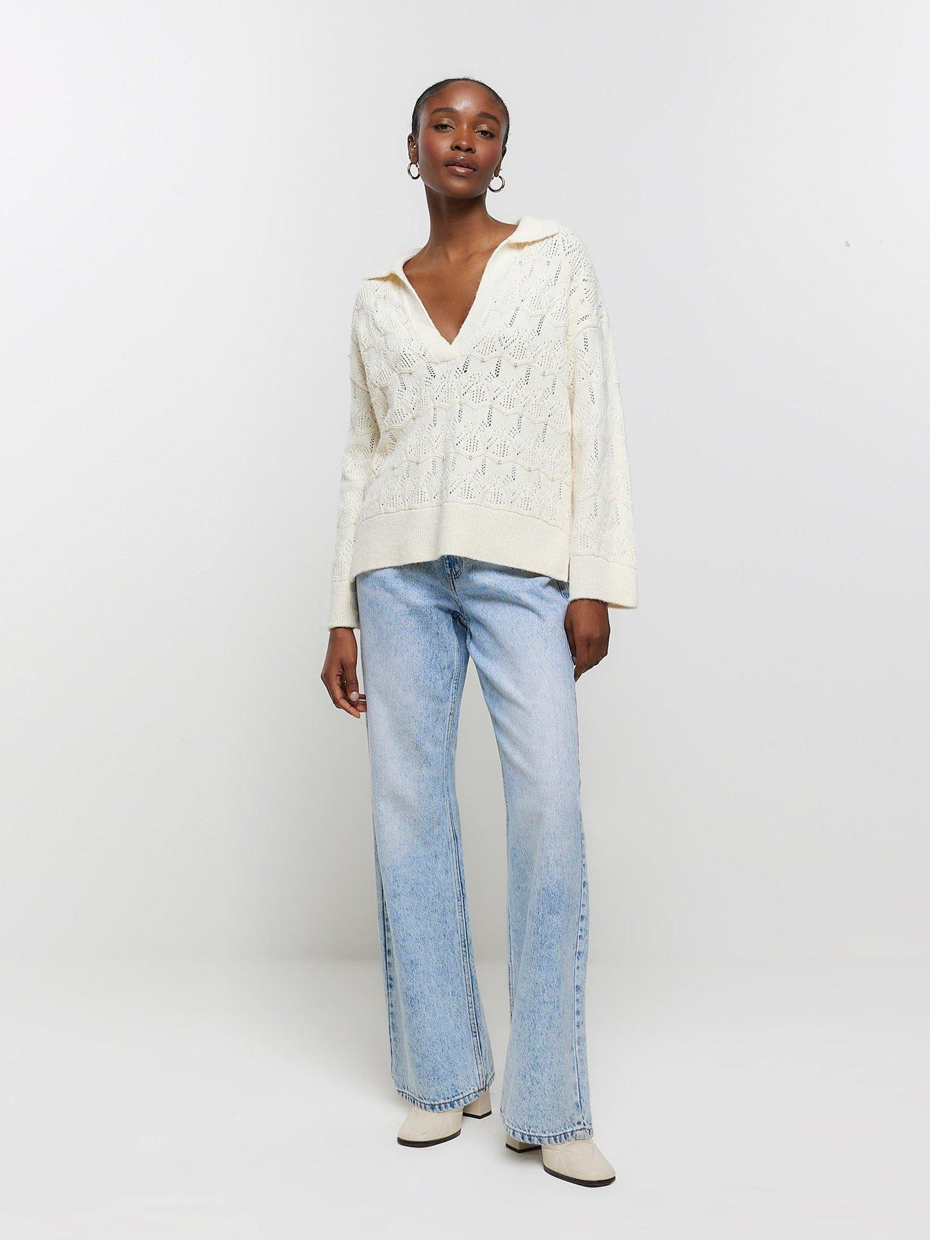 River Island Embelished Crochet Jumper Cream Very Ireland