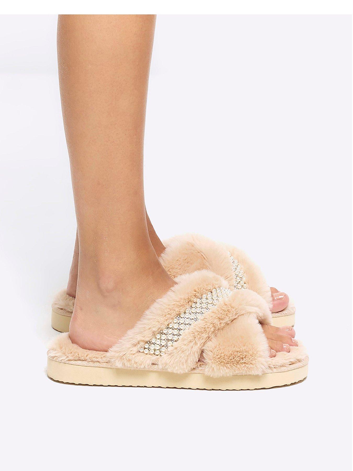 Open toe best sale slippers river island