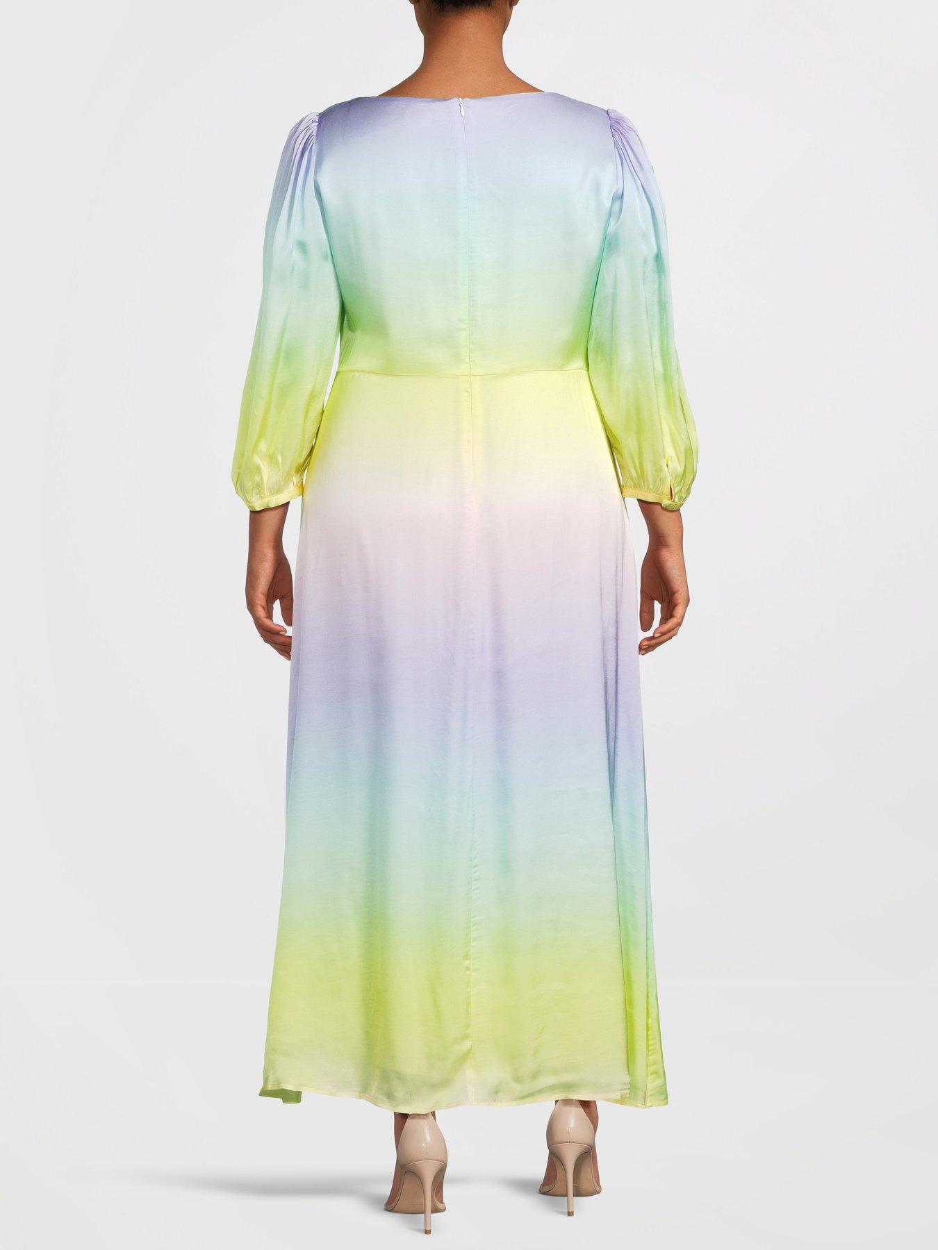 Image 3 of 4 of Olivia Rubin Lara Ombre Midi Dress - Pastel Ombre