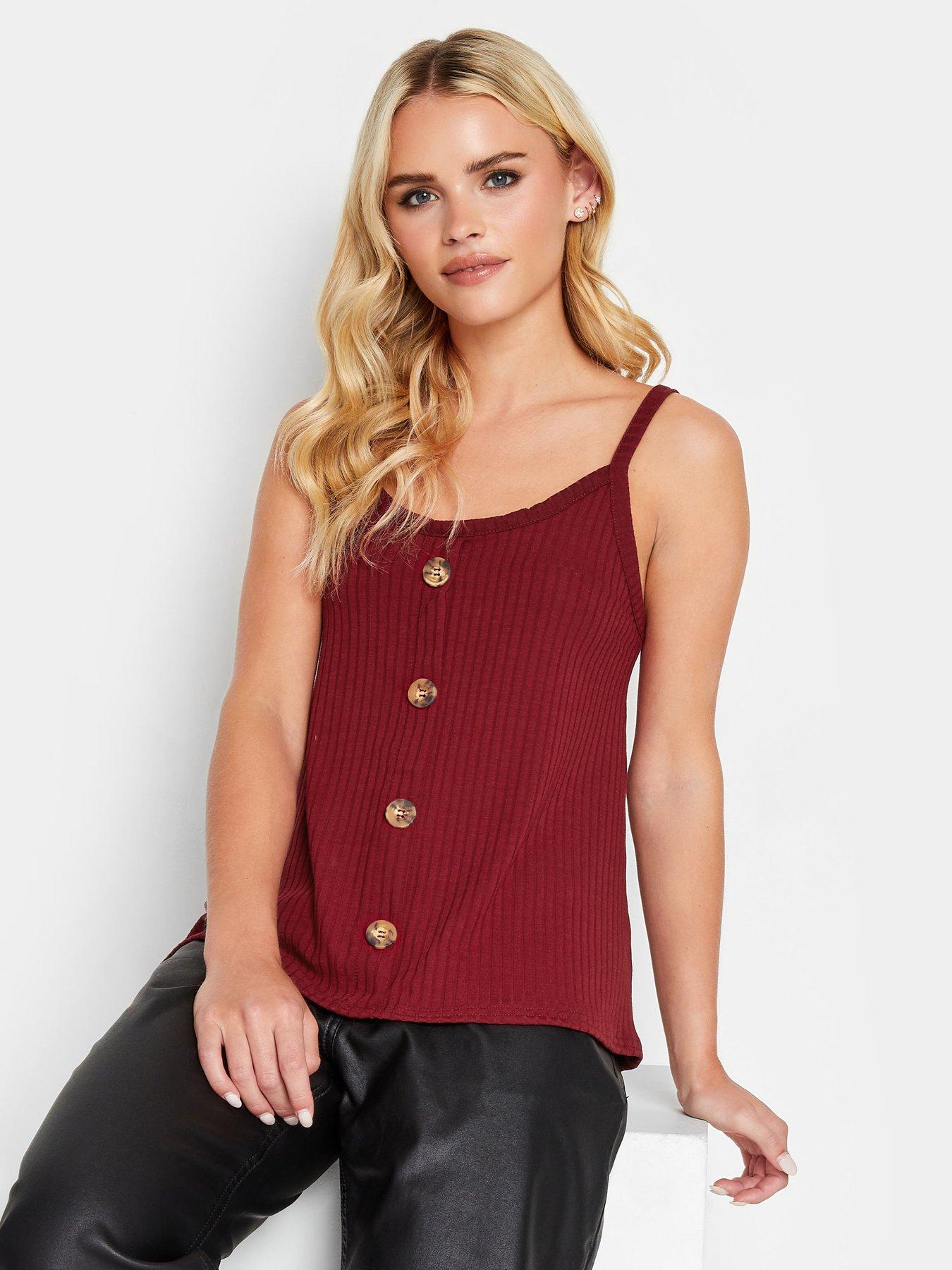 pixiegirl-button-down-cami-vest-top-red