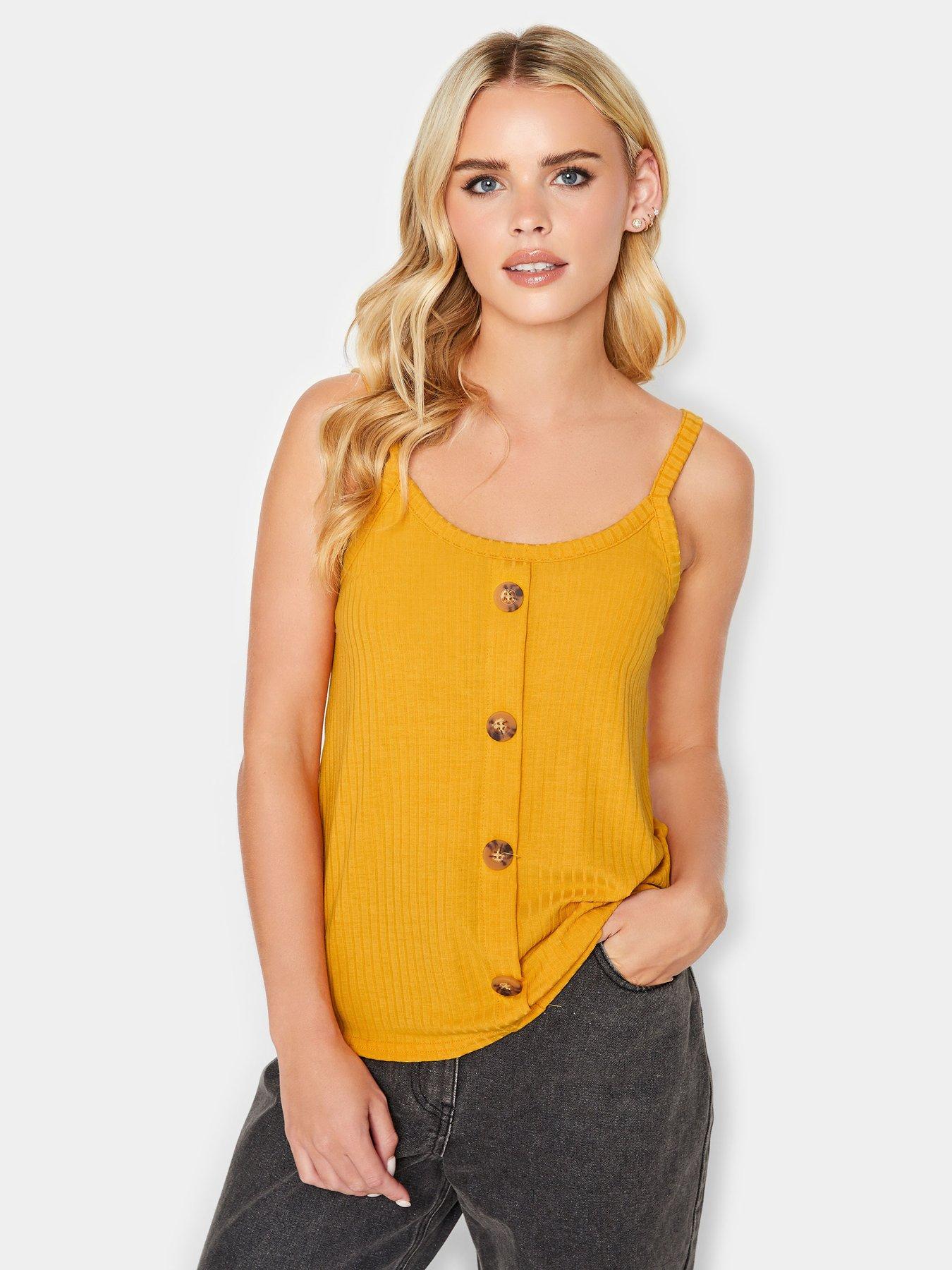 pixiegirl-button-down-cami-vest-top-yellow