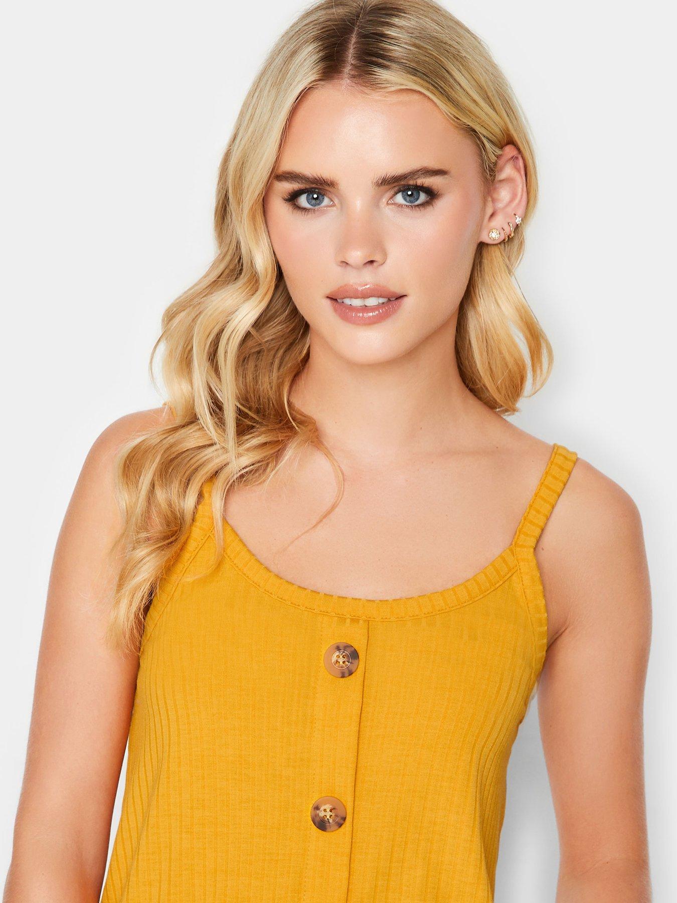 pixiegirl-button-down-cami-vest-top-yellowoutfit