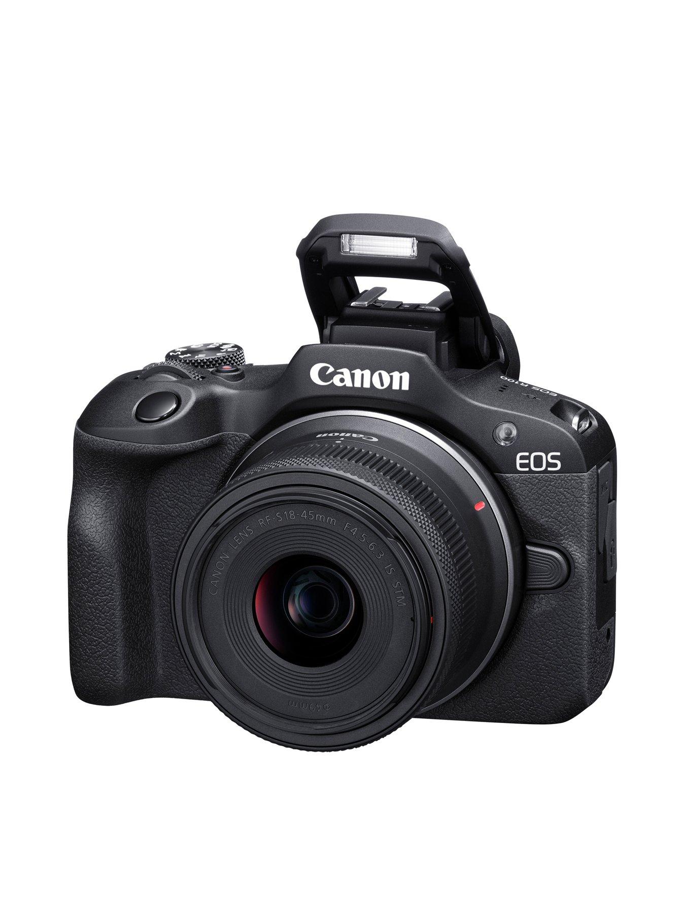 canon-eos-r100-aps-c-camera-kit-inc-rf-s-18-45mm-lens-32gb-sd-card-additional-lp-e17-battery-neck-strap-amp-caseoutfit