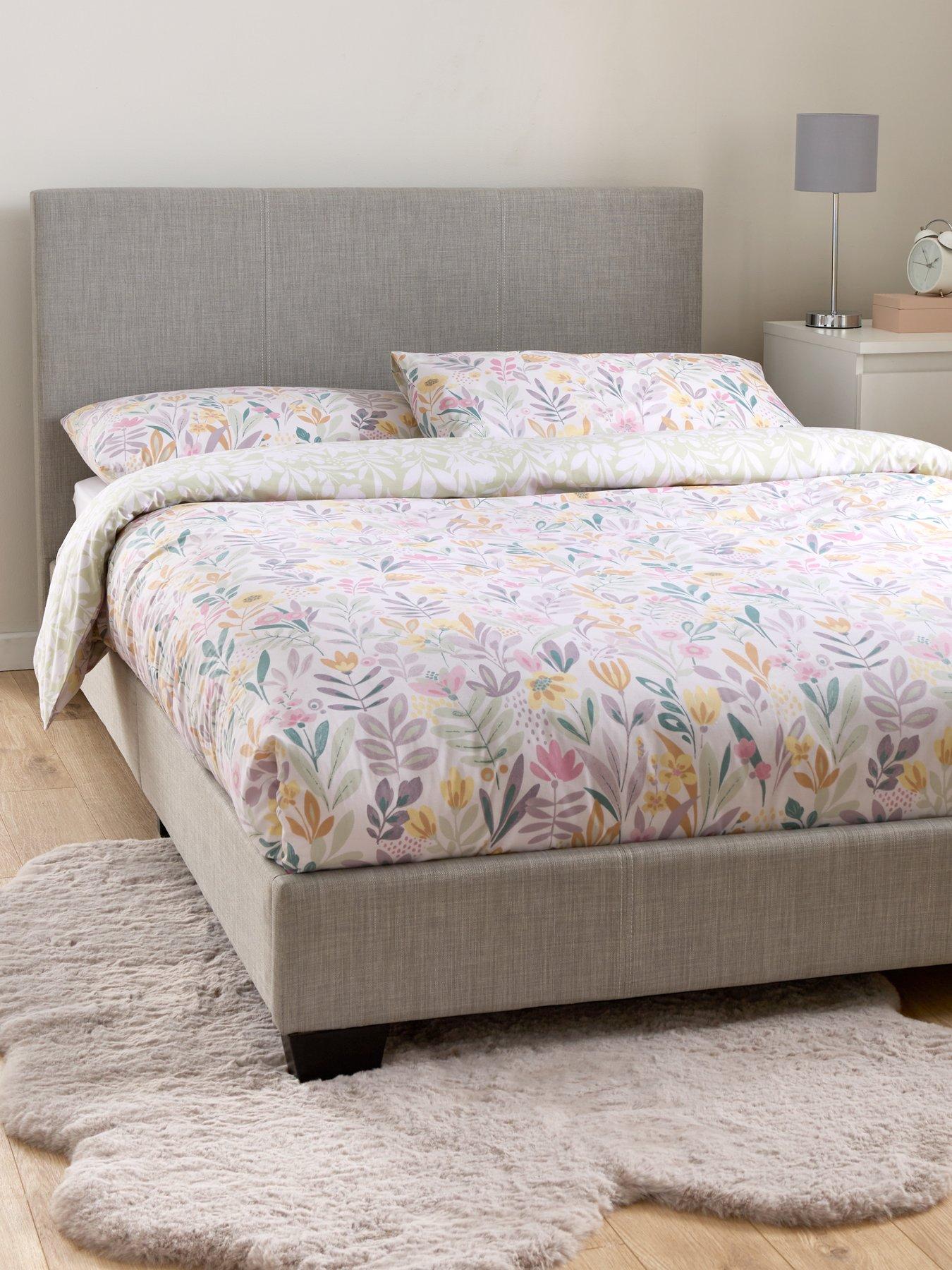 very-home-riley-fabric-small-double-bed-frame-with-mattress-options-buy-amp-save-light-greyfront