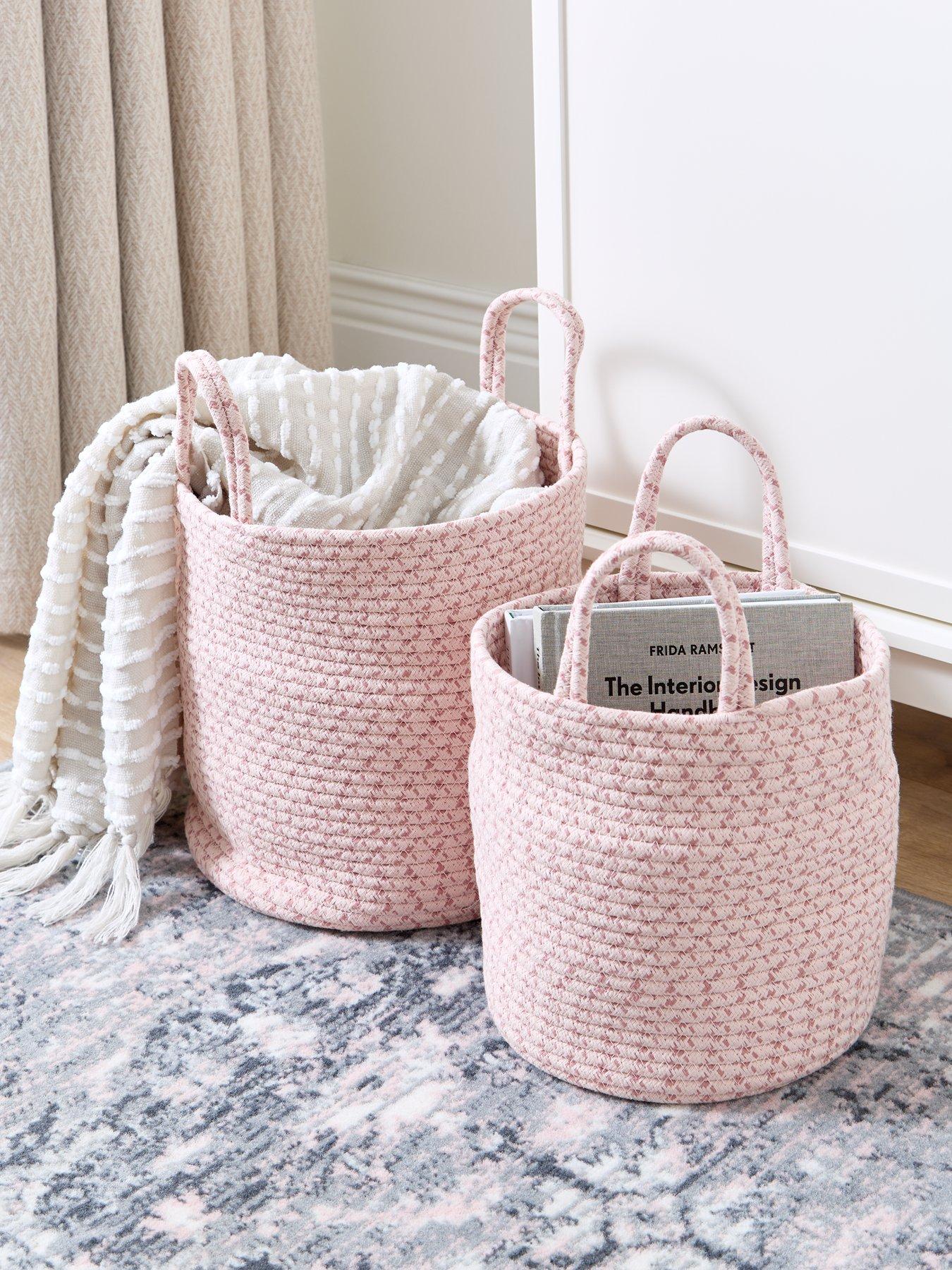 Image 1 of 5 of The Very Collection Set of 2 Cotton Rope Storage Baskets in Pink