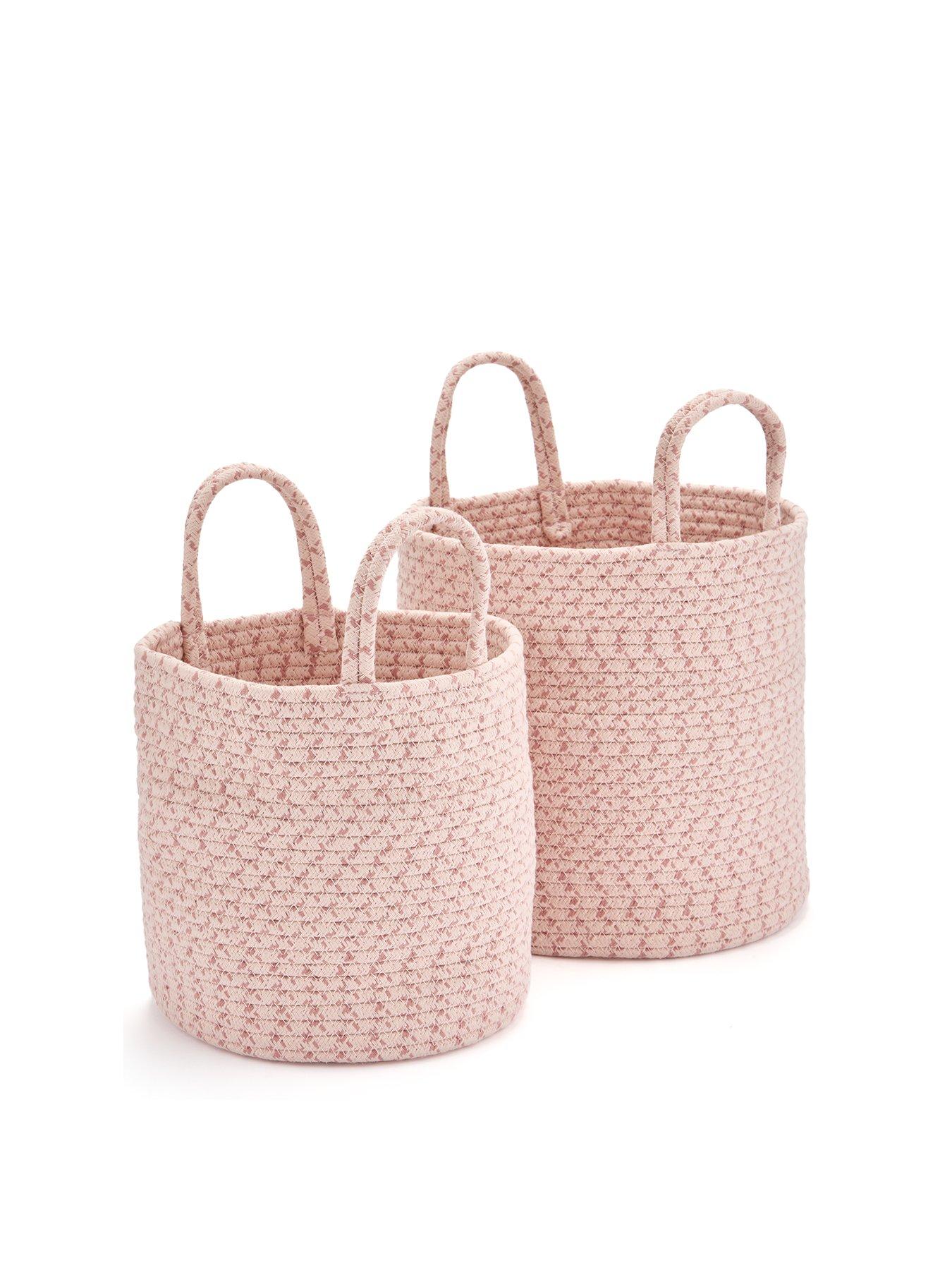 Image 2 of 5 of The Very Collection Set of 2 Cotton Rope Storage Baskets in Pink