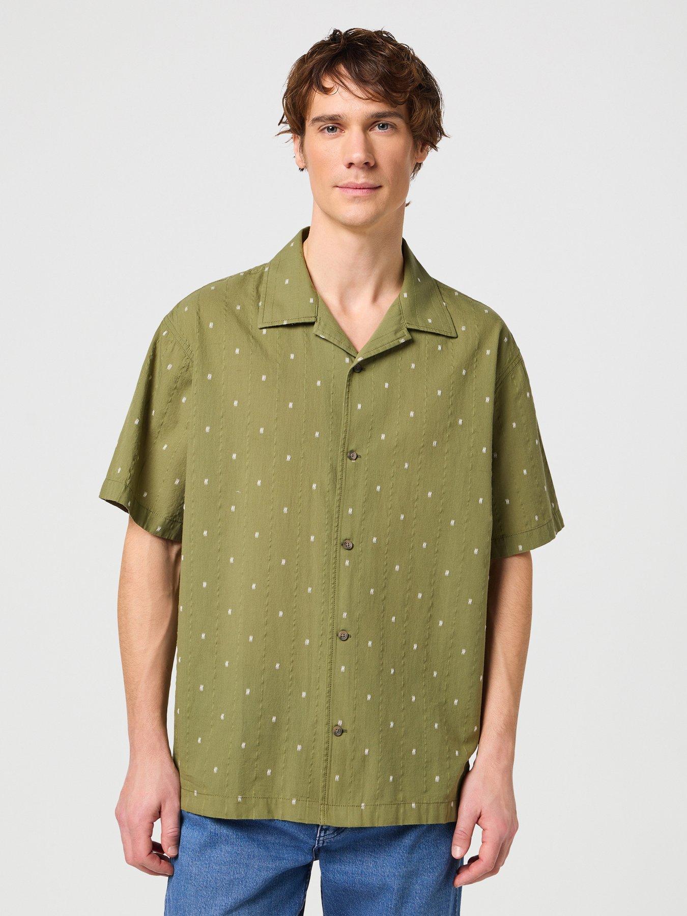 Image 1 of 6 of Wrangler Wrangler Short Sleeve Resort Shirt - Green