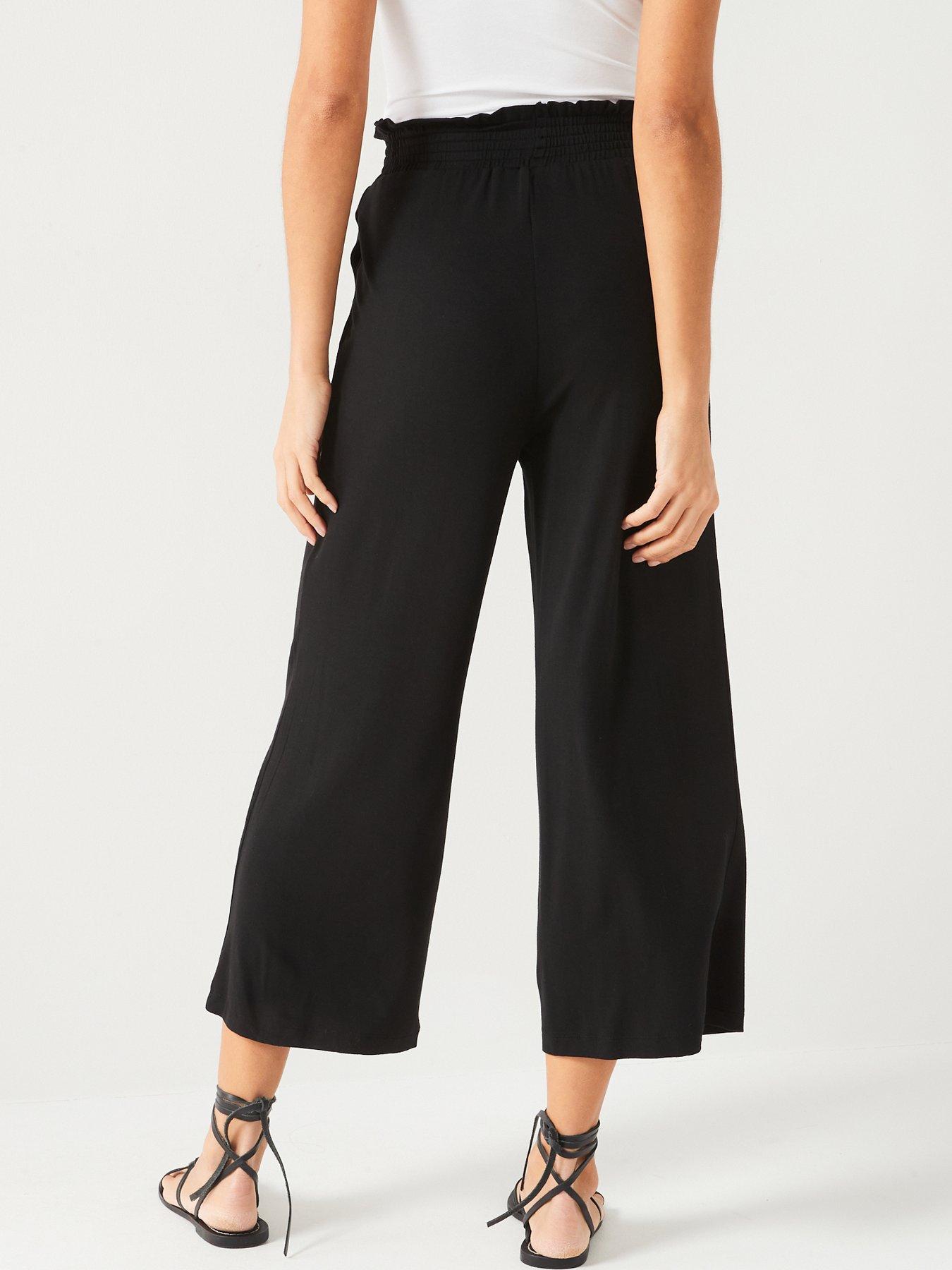 everyday-frill-waist-culotte-trouser-blackstillFront