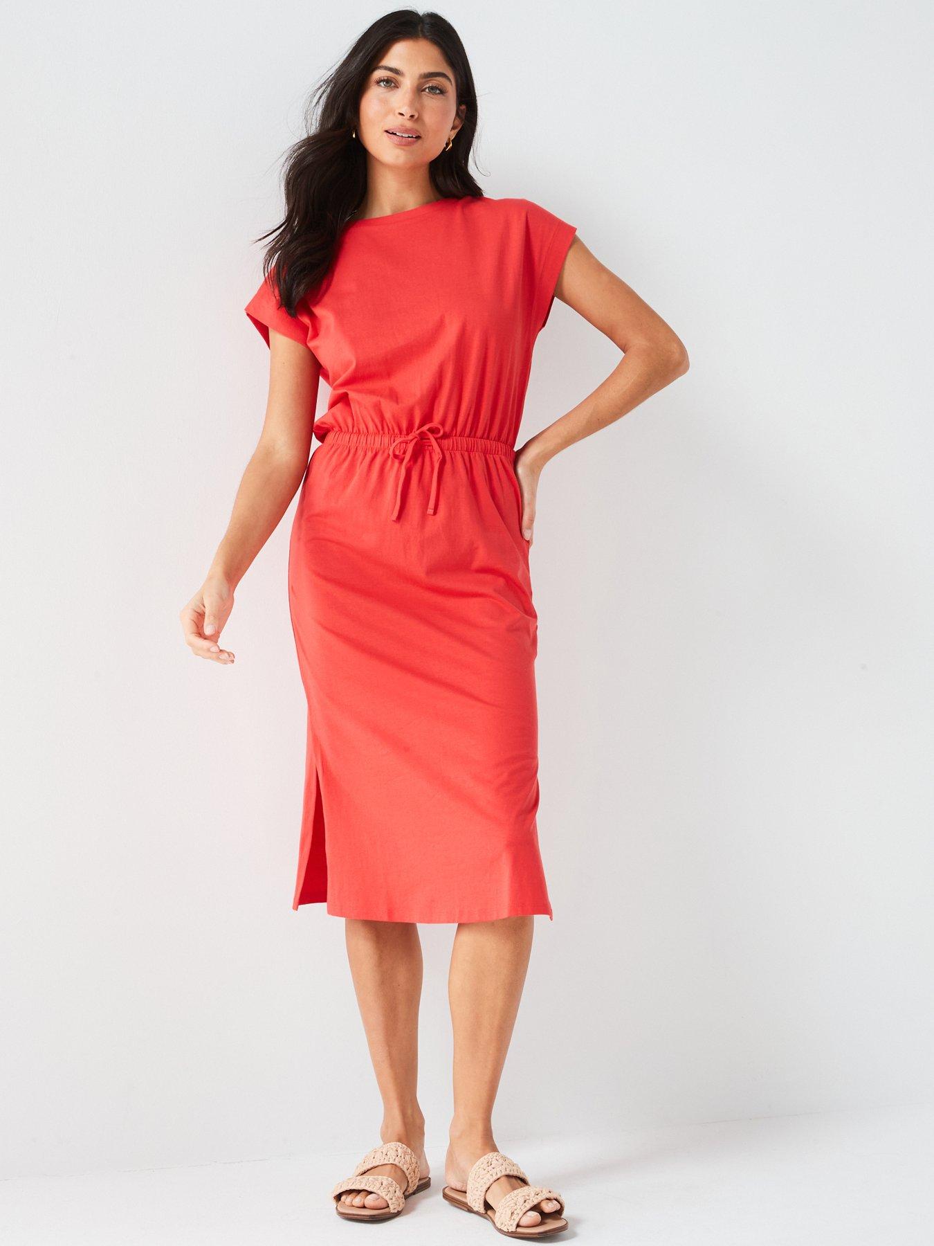 everyday-channel-waist-midi-dress-red