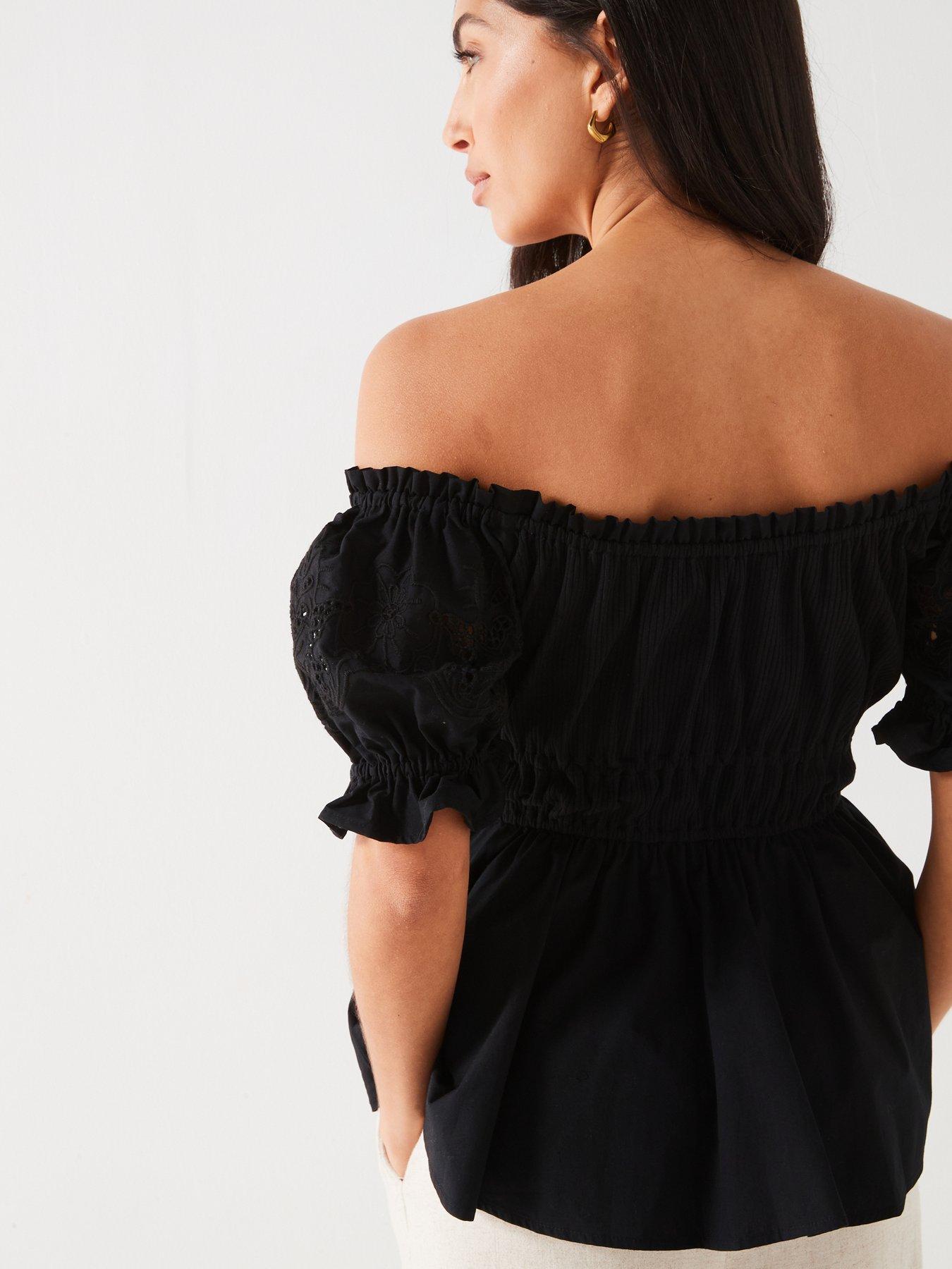 v-by-very-broderie-sleeve-peplum-top-blackoutfit