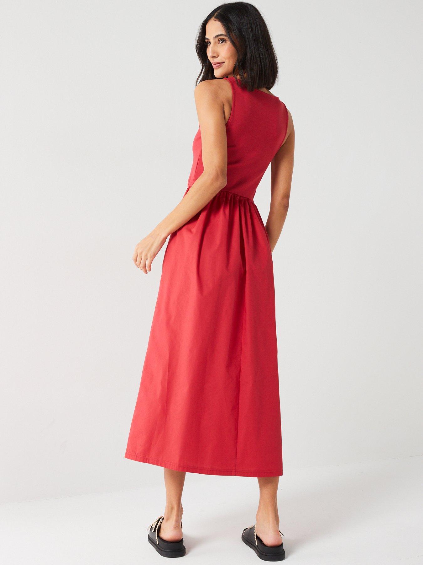 v-by-very-square-neck-skater-midi-dress-ndash-redstillFront