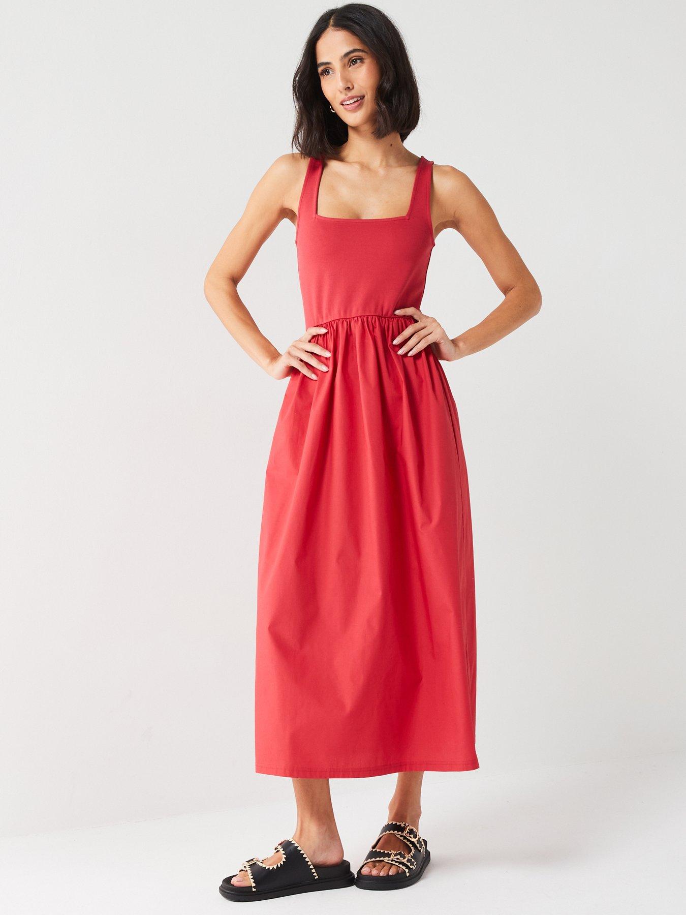 v-by-very-square-neck-skater-midi-dress-ndash-redback