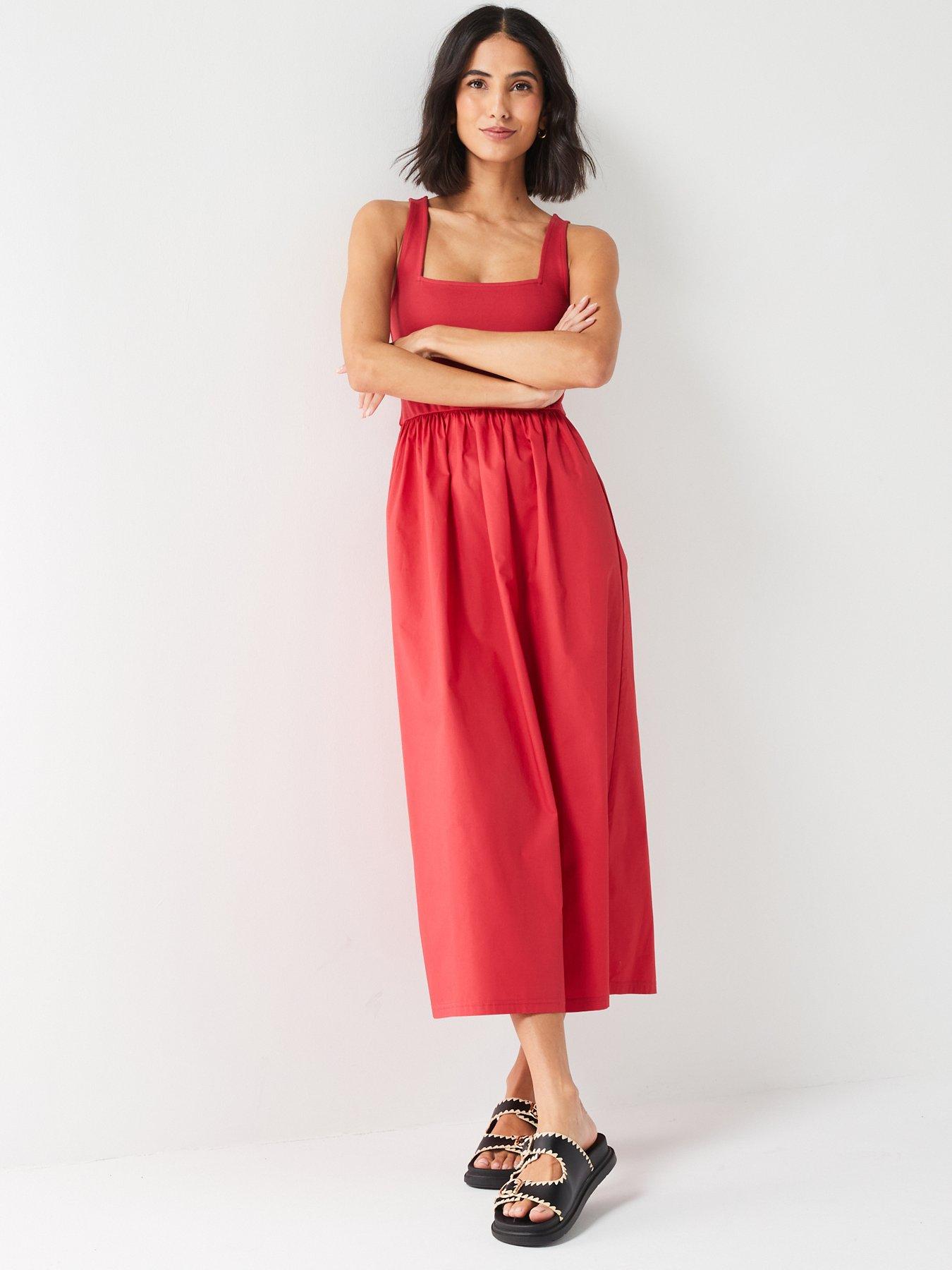 v-by-very-square-neck-skater-midi-dress-ndash-reddetail