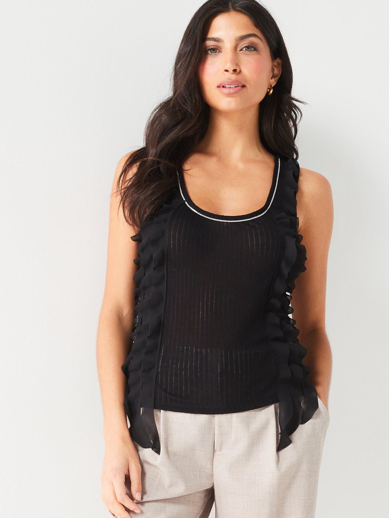 v-by-very-ruffle-embellished-vest-blackfront