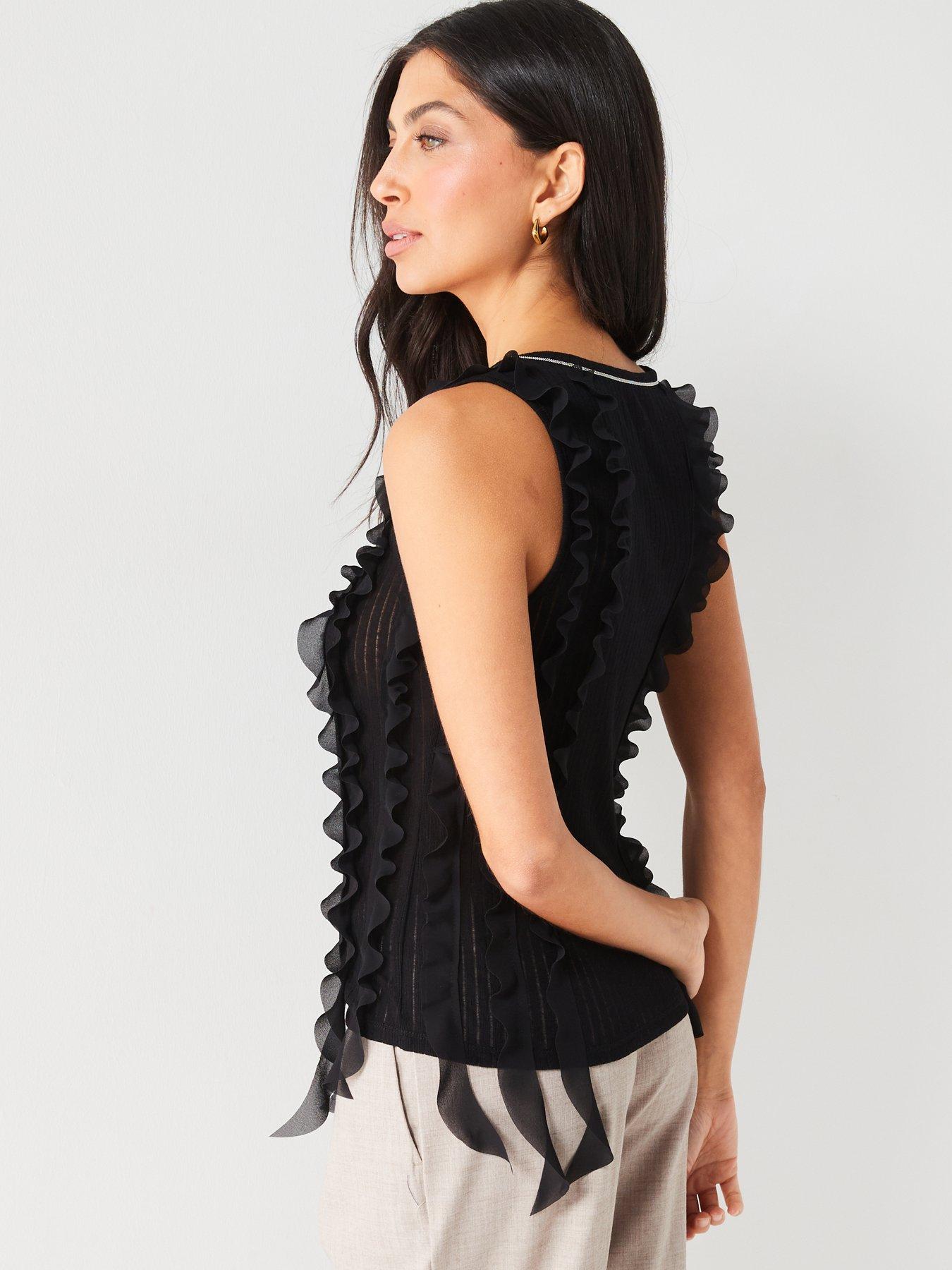 v-by-very-ruffle-embellished-vest-blackstillFront