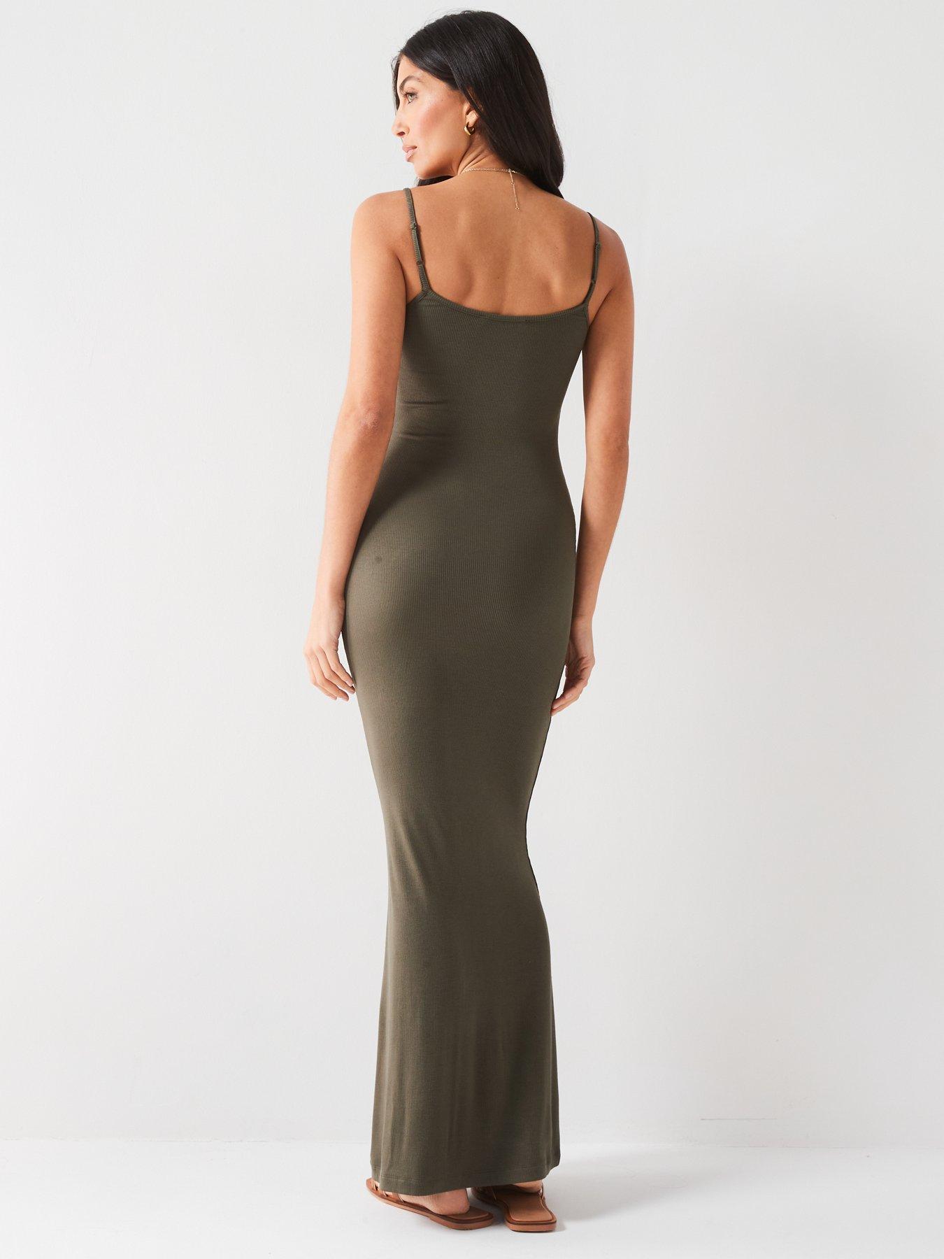 everyday-strappy-ribbed-maxi-dress-greenstillFront