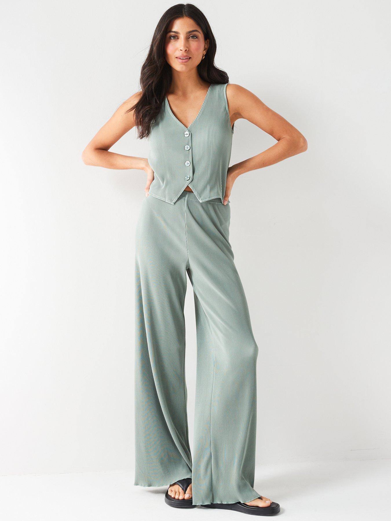 v-by-very-crinkle-wide-leg-trouser-match-waistcoat-greendetail