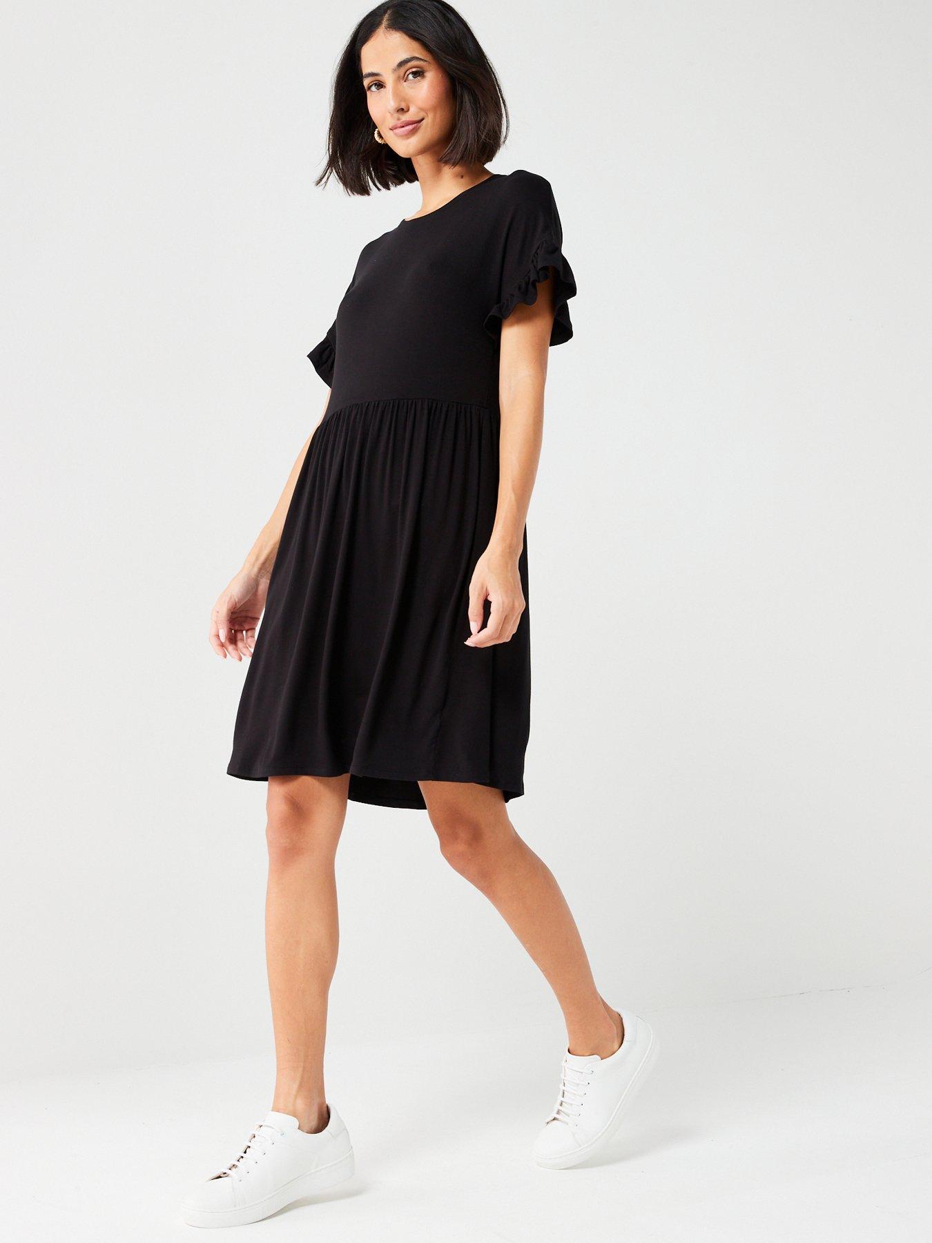 everyday-ruffle-sleeve-mini-dress-blackback