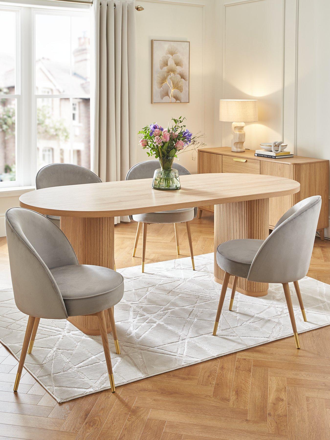 Image of Very Home Carina 200 cm Dining Table + 4 Chairs - Oak/Grey