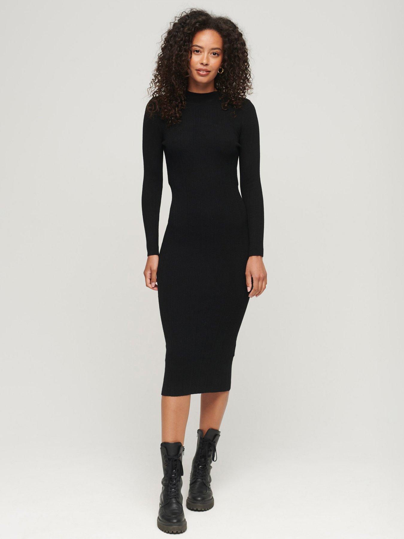 Midi black dress bodycon sales