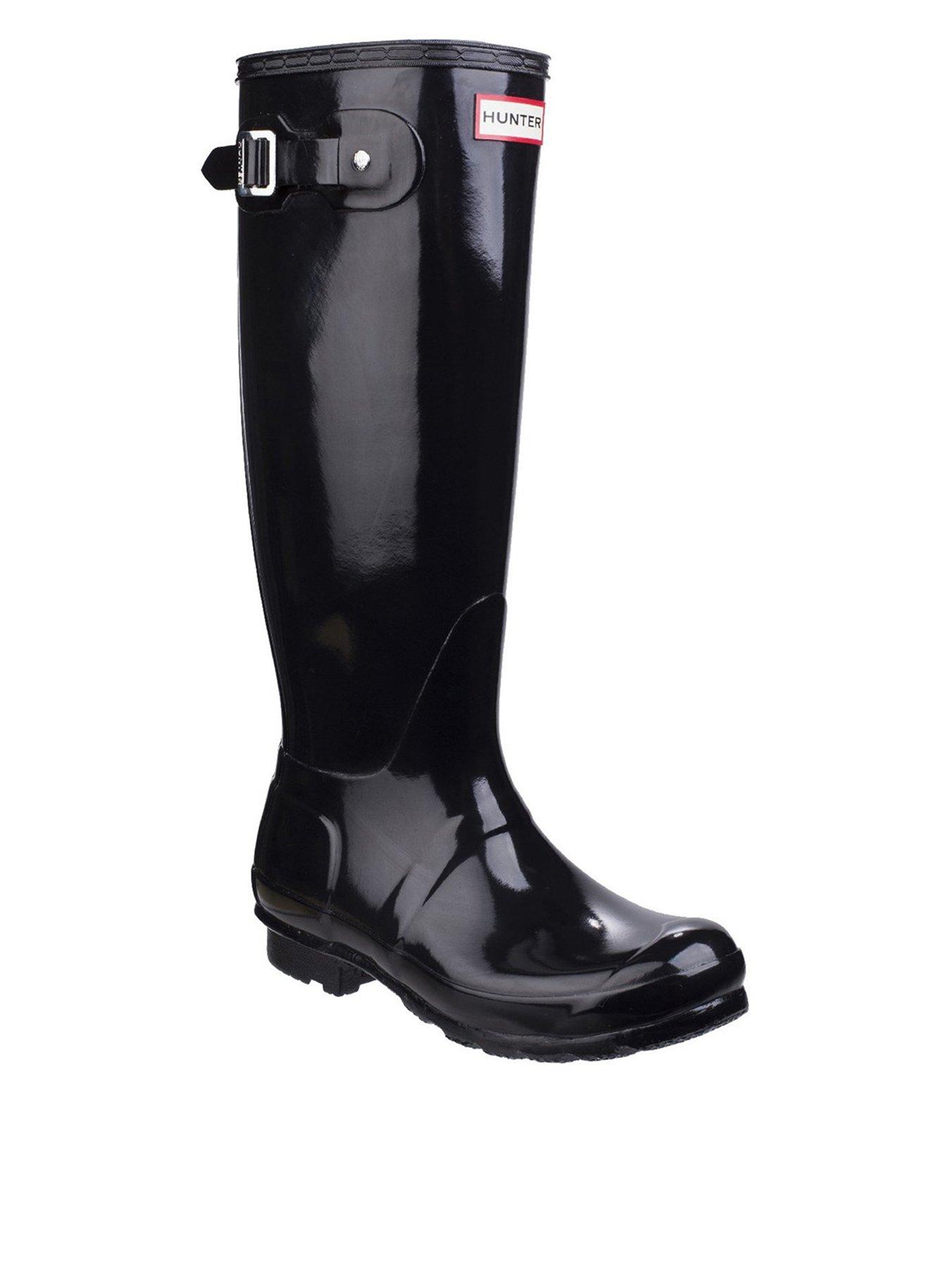 Image 1 of 5 of Hunter Hunter Original Tall Gloss Knee High Boots - Black