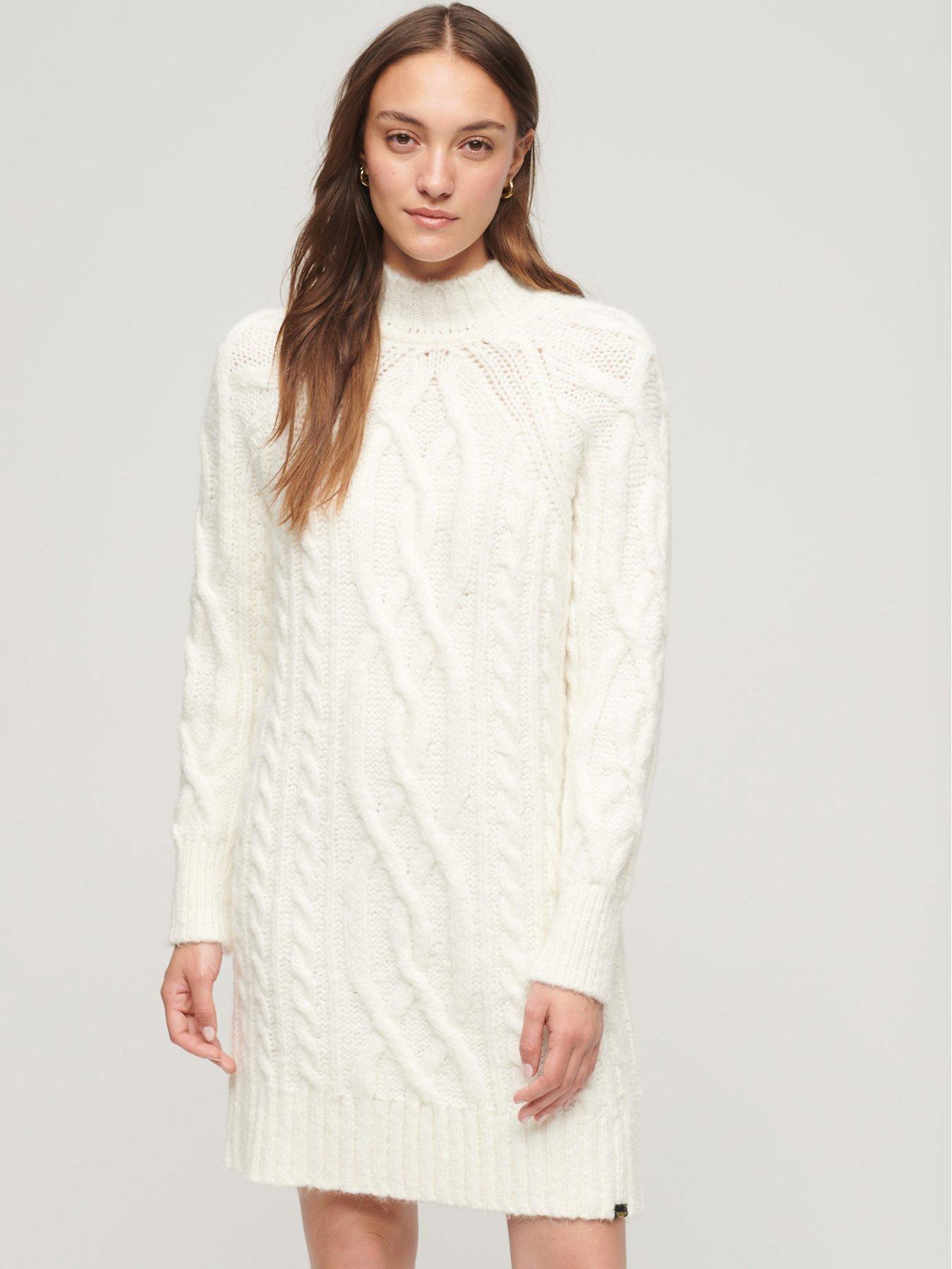 White knitted sale jumper dress