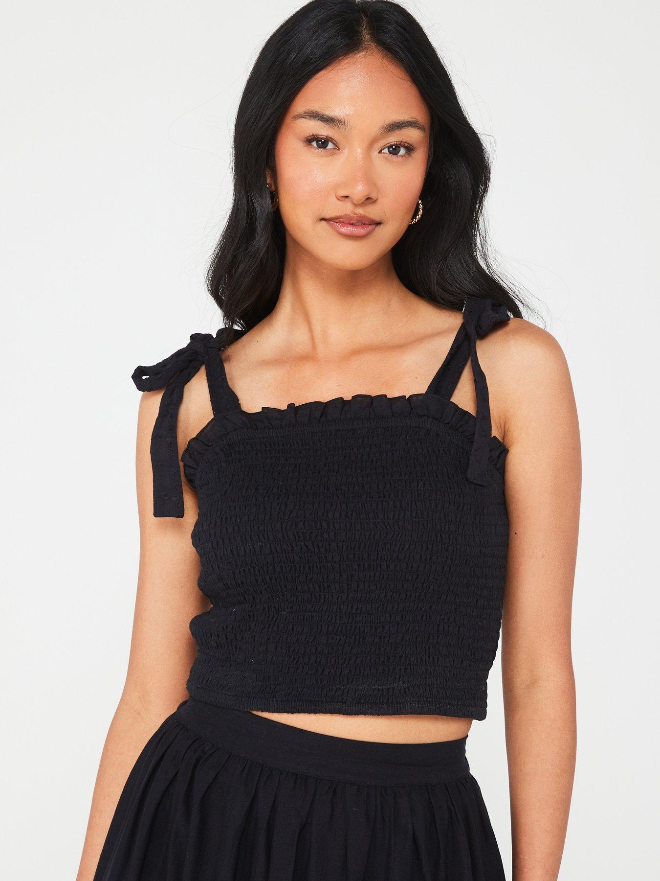 v-by-very-strappy-broidery-co-ord-top-black