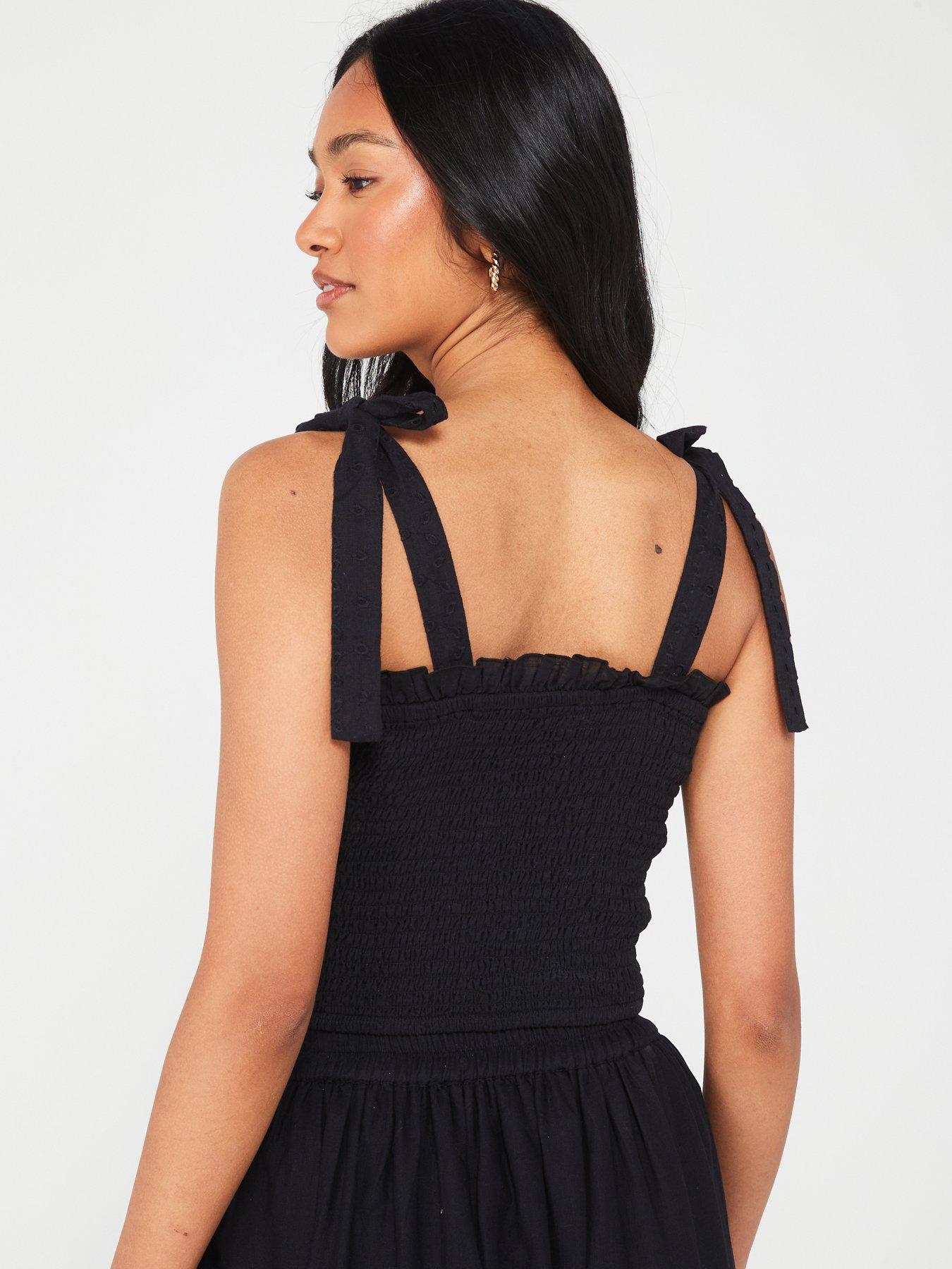 v-by-very-strappy-broidery-co-ord-top-blackstillFront