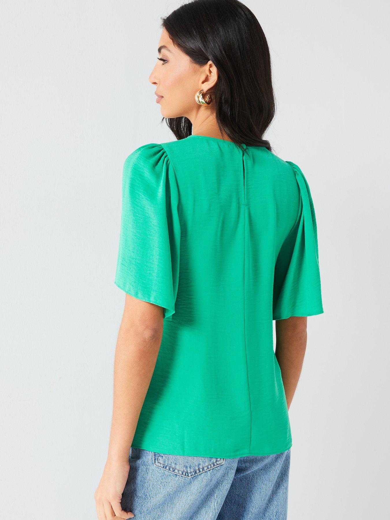 everyday-angel-sleeve-blouse-greenstillFront