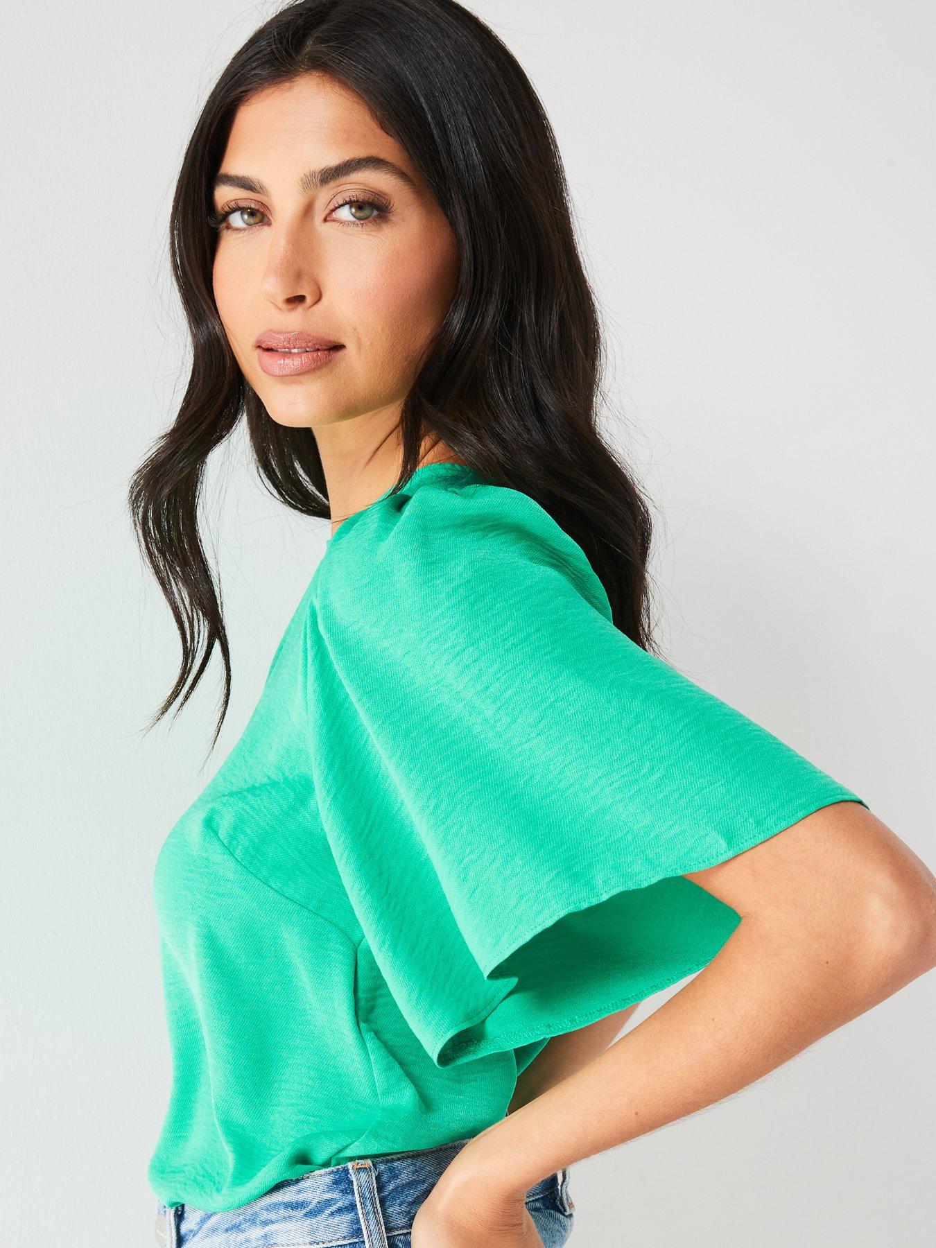 everyday-angel-sleeve-blouse-greenoutfit