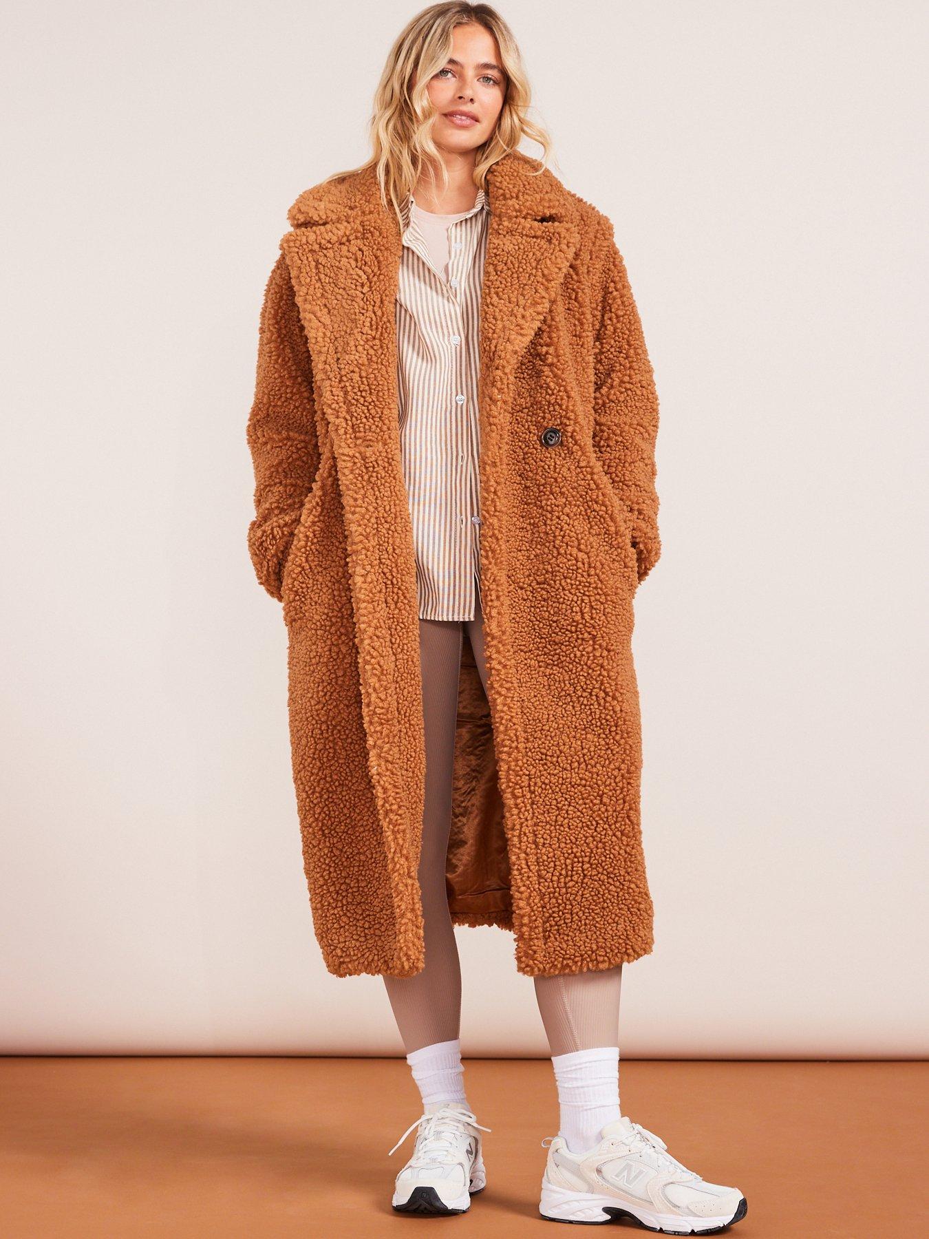 New Look Tan Teddy Long Coat