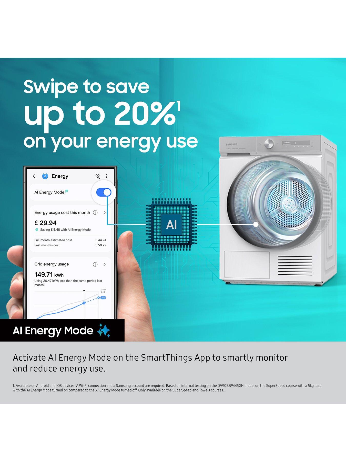Image 6 of 8 of Samsung Series 5 AI Energy DV80CGC0B0AEEU 8kg Heat Pump Tumble Dryer with OptimalDry - White