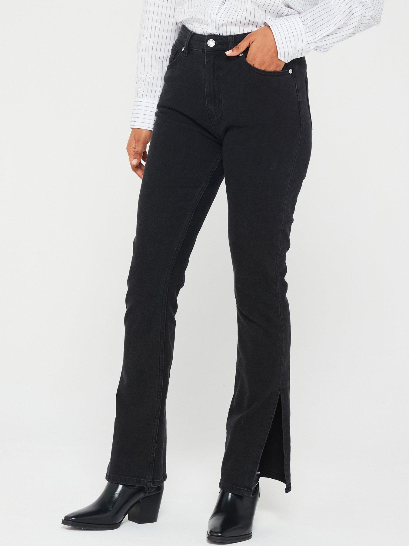 hugo-red-gwendolyn-split-side-hem-flare-jean-black