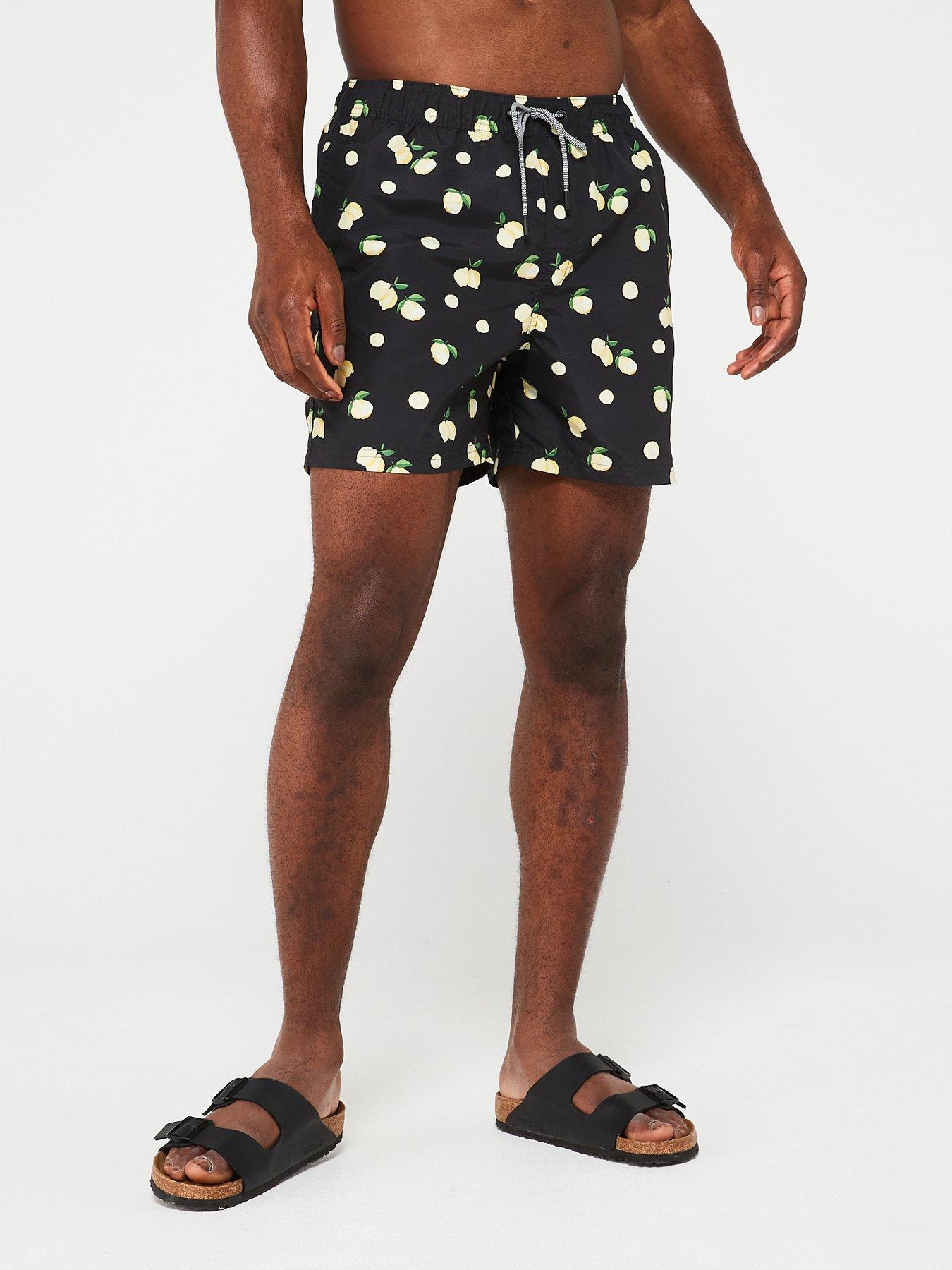 jack-jones-jack-amp-jones-fiji-lemon-print-swim-shorts-black